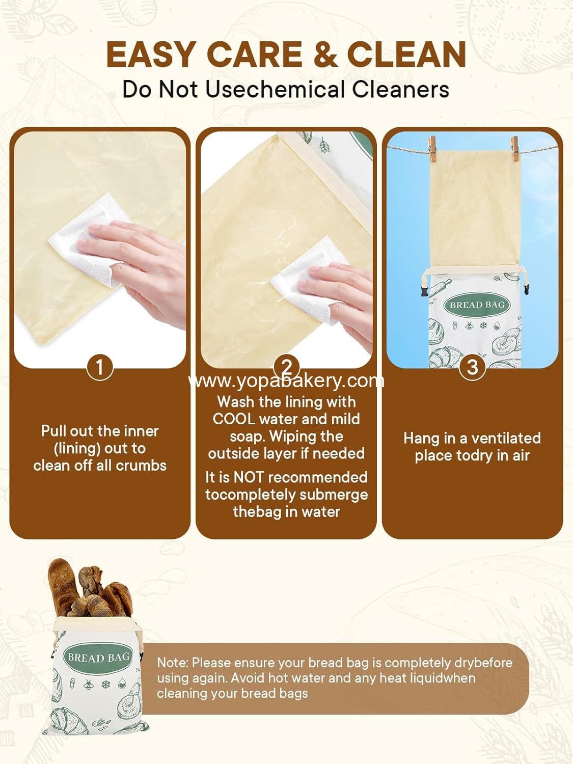 OEM 2 Pack Beeswax Bread Bags with Zipper, Reusable Storage Bags for Homemade Bread, Sourdough, Large Cotton Baguette Bags, Liner Freezer Bags to Keep Fresh, Kitchen Baking Supplies Factory