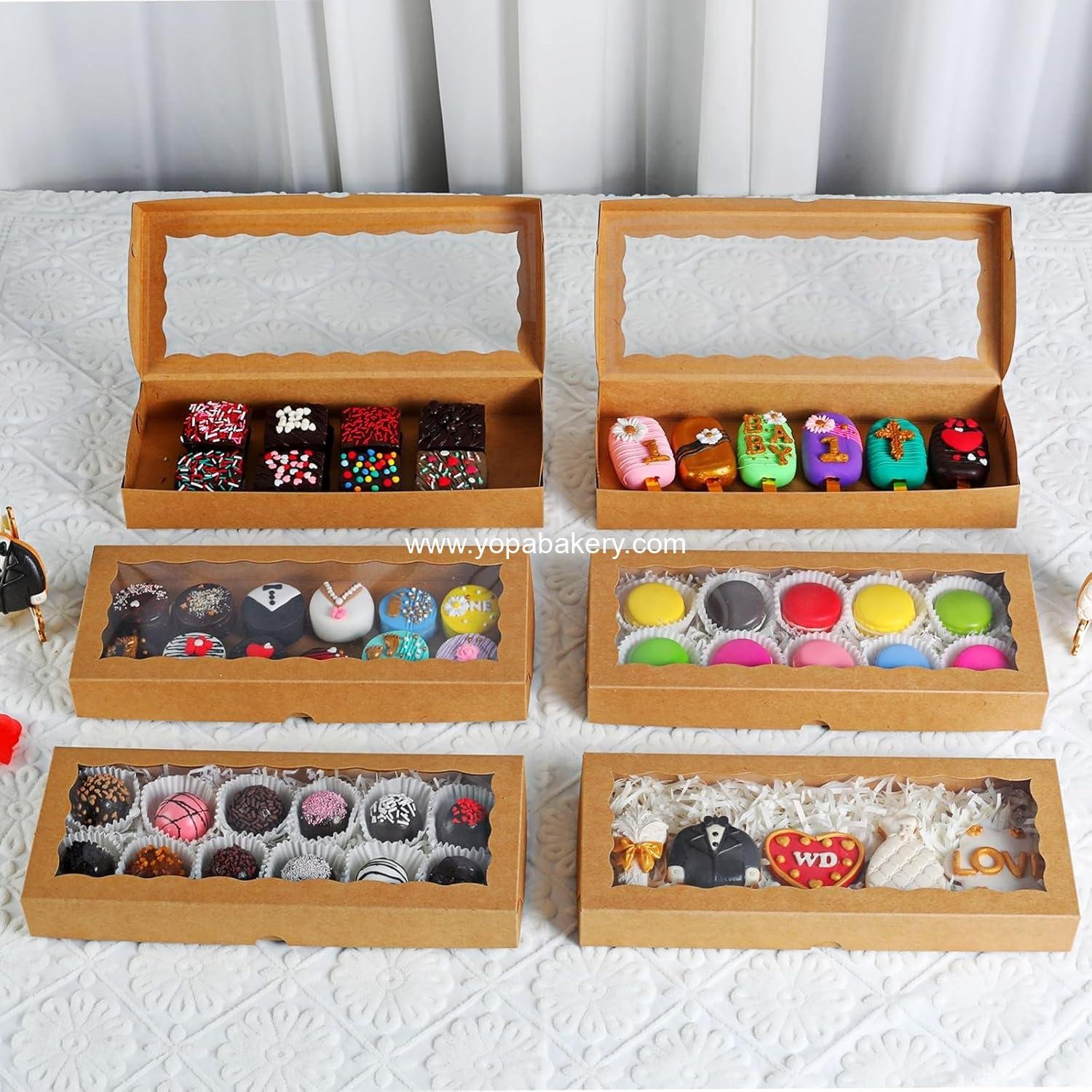 Wholesale 15PCS 12x5x1.5 Inch White Bakery Boxes with Window for Cookies, Chocolate Truffles, Macarons, Cakesickles, and Brownies - Perfect for Christmas, Valentine's, Easter, and Mother's Day - Manufacturer