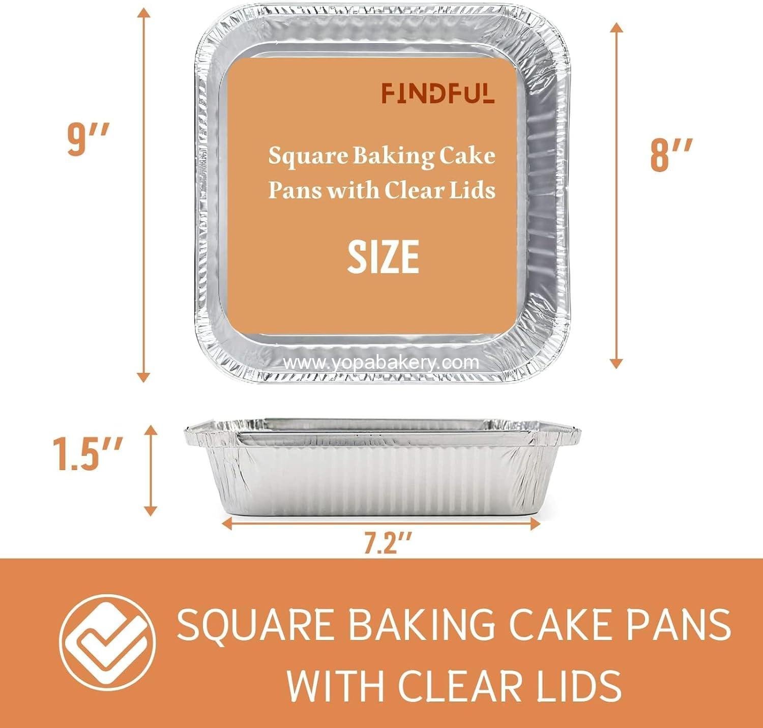 Wholesale 35 Pack 8x8 Square Aluminum Cake Pans with Clear Lids - Disposable Foil Food Containers for Cooking, Heating, Storing, and Prepping - Factory Wholesale 35 Pack 8x8 Square Aluminum Cake Pans with Clear Lids - Disposable Foil Food Containers for Cooking, Heating, Storing, and Prepping - Factory