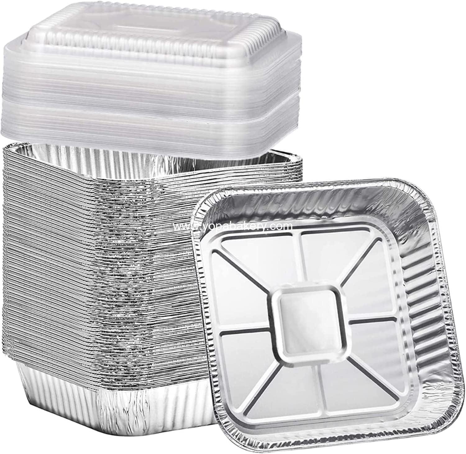 Wholesale 35 Pack 8x8 Square Aluminum Cake Pans with Clear Lids - Disposable Foil Food Containers for Cooking, Heating, Storing, and Prepping - Factory