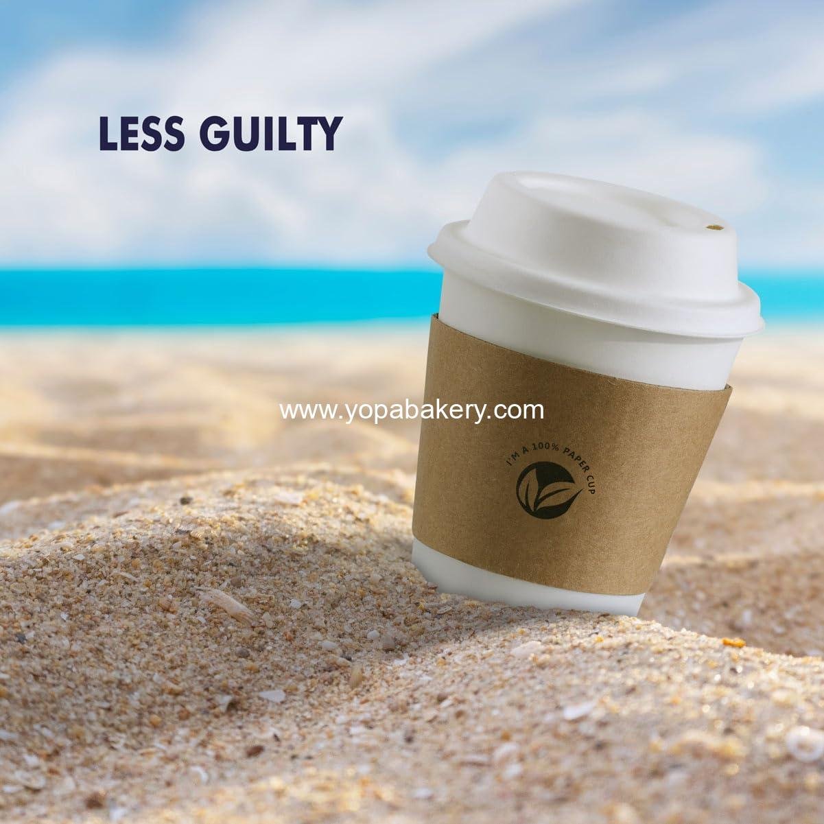 Wholesale 50 Pack 12 oz Compostable Coffee Cups with Lids and Kraft Sleeves, Eco-Friendly Disposable White Paper Cups Combo for Hot Beverages Factory