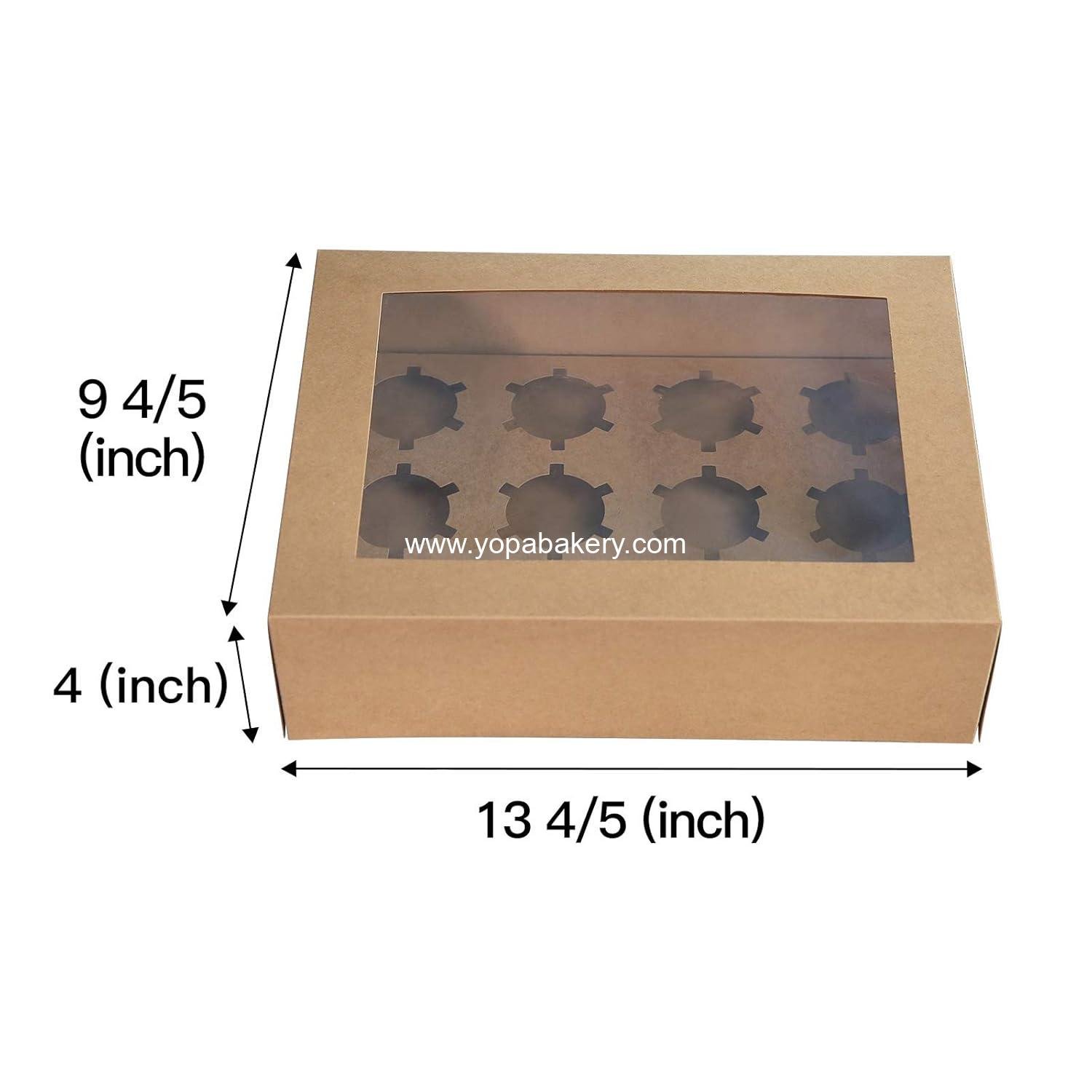 Wholesale 15-Pack Brown Cupcake Boxes with 12 Holders, Food-Grade Kraft Pop-up Bakery Boxes 13.8 x 9.5 x 4 inches, Includes Inserts and PVC Windows, Fits 12 Cavity Cupcake, Pack of 15, Factory Wholesale 15-Pack Brown Cupcake Boxes with 12 Holders, Food-Grade Kraft Pop-up Bakery Boxes 13.8 x 9.5 x 4 inches, Includes Inserts and PVC Windows, Fits 12 Cavity Cupcake, Pack of 15, Factory