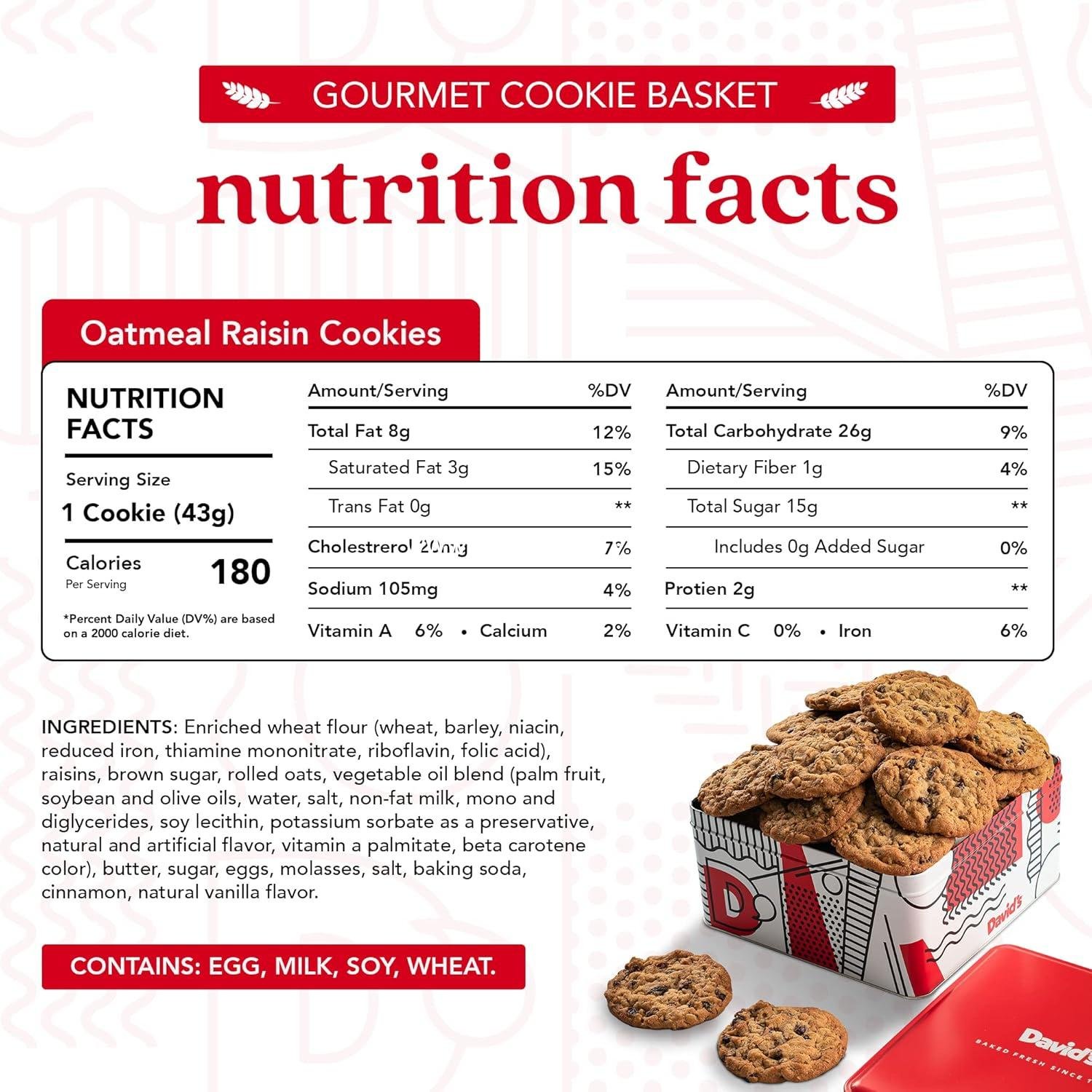 Wholesale Oatmeal Raisin Fresh Baked Cookies - 2lbs of Delectable, Premium Ingredients - No Added Preservatives Cookie Gift Basket Factory Wholesale Oatmeal Raisin Fresh Baked Cookies - 2lbs of Delectable, Premium Ingredients - No Added Preservatives Cookie Gift Basket Factory
