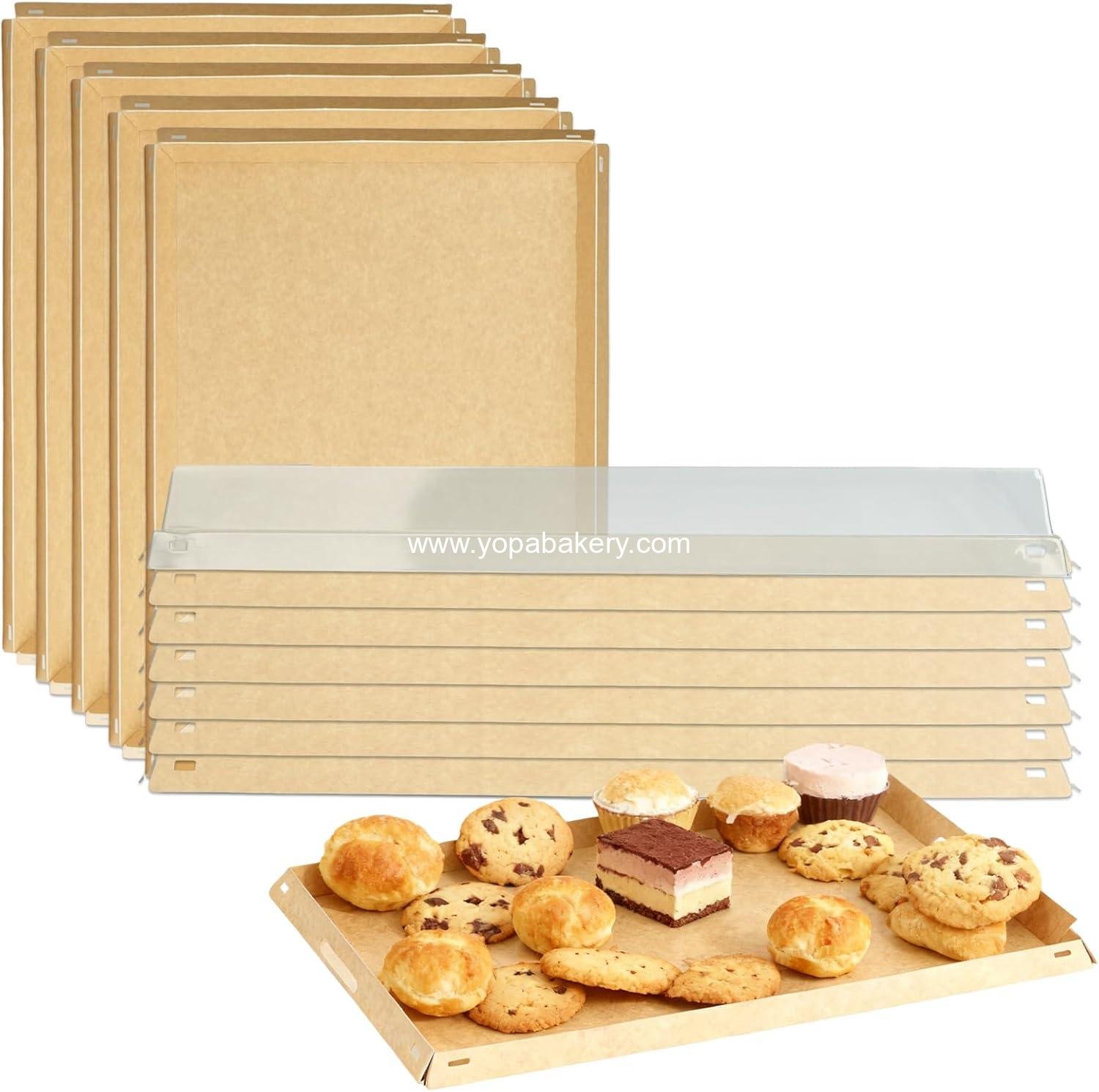 Wholesale 5 Pack 16.5" x 11" Serving Trays with Lids, Paper Charcuterie Boxes, Party Platters for Takeout, Snacks, Fruit, Cookies, Desserts, and Sandwiches - Manufacturer