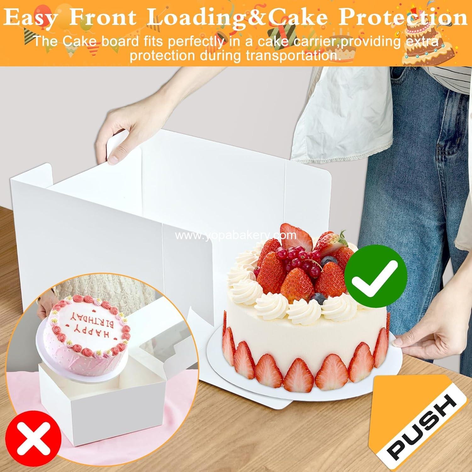 Wholesale 3 Pack Cake Boxes 10x10x8 Inches, White Bakery Boxes with Window, Cardboard Cake Boards for Birthday, Mother's Day, Wedding, Party, Gift Giving - Factory