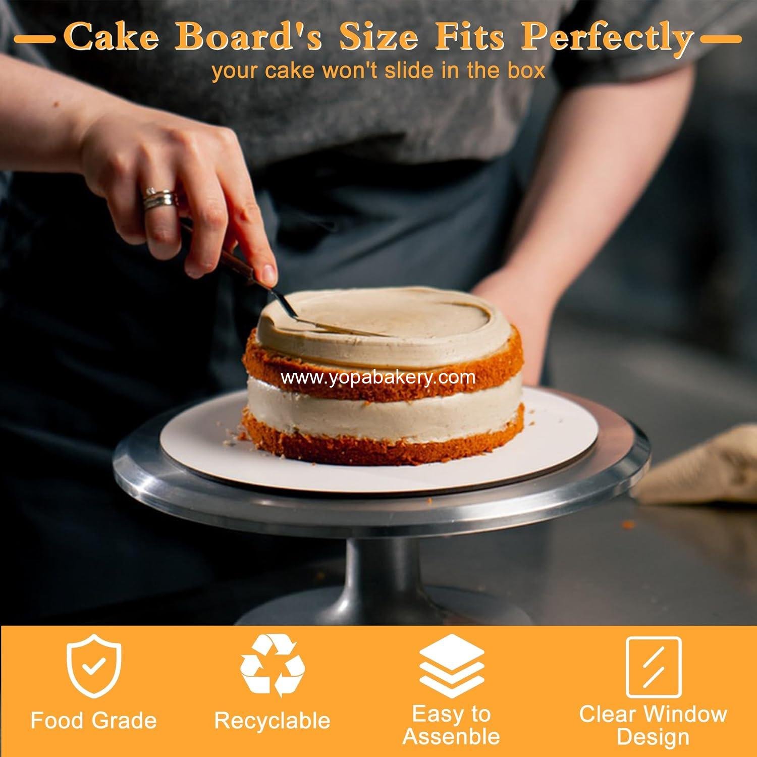 Wholesale 3 Pack Cake Boxes 10x10x8 Inches, White Bakery Boxes with Window, Cardboard Cake Boards for Birthday, Mother's Day, Wedding, Party, Gift Giving - Factory