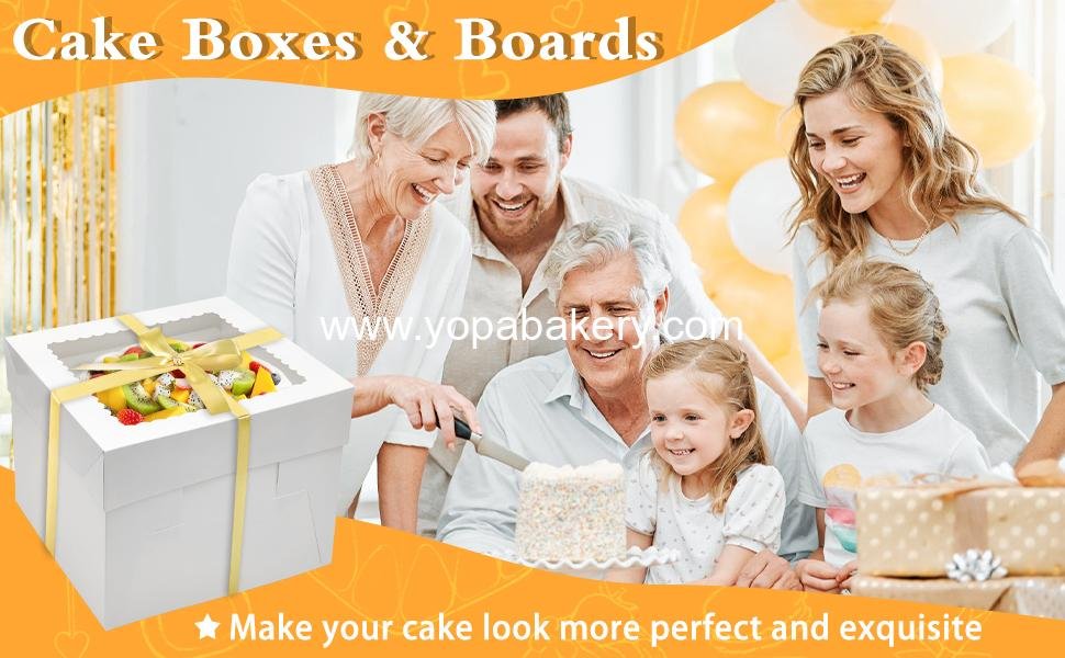 Wholesale 3 Pack Cake Boxes 10x10x8 Inches, White Bakery Boxes with Window, Cardboard Cake Boards for Birthday, Mother's Day, Wedding, Party, Gift Giving - Factory