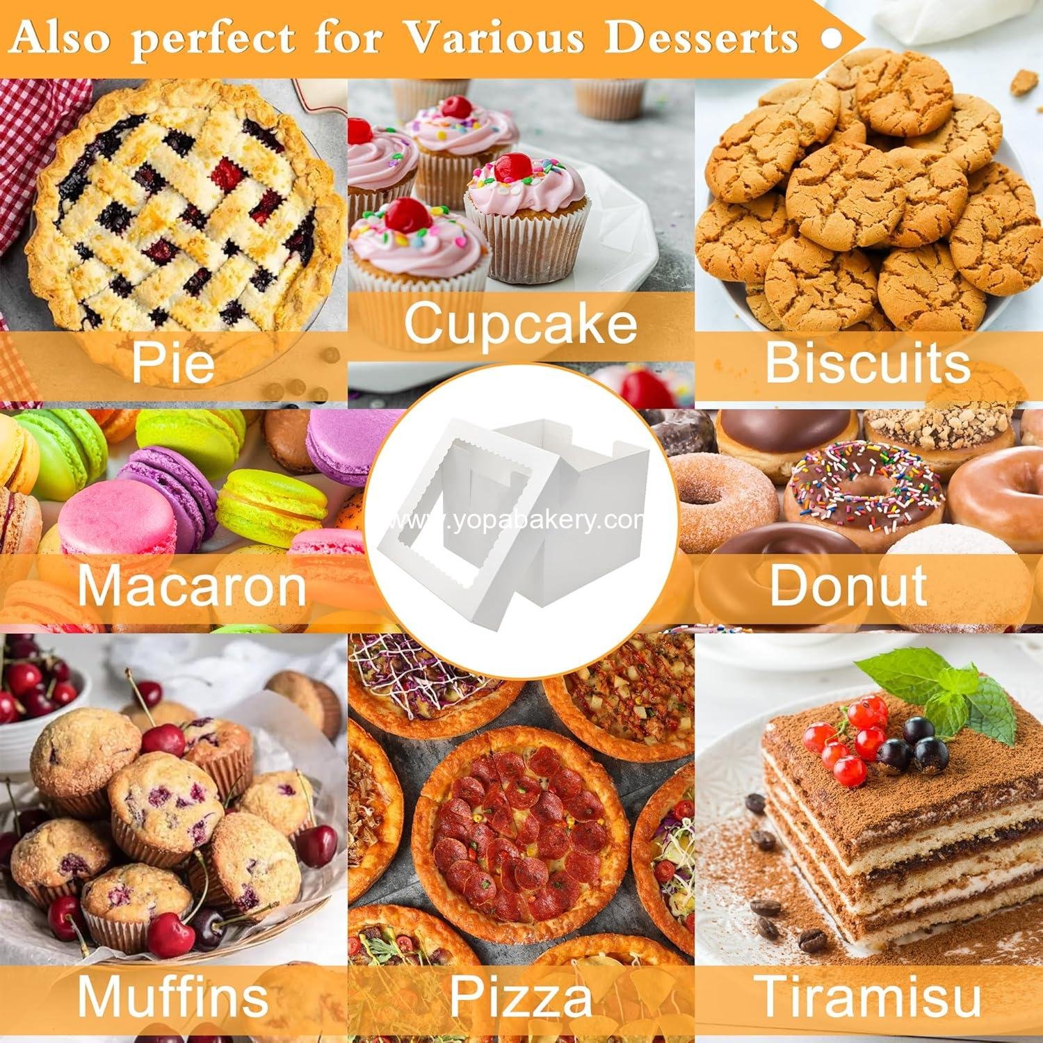 Wholesale 3 Pack Cake Boxes 10x10x8 Inches, White Bakery Boxes with Window, Cardboard Cake Boards for Birthday, Mother's Day, Wedding, Party, Gift Giving - Factory