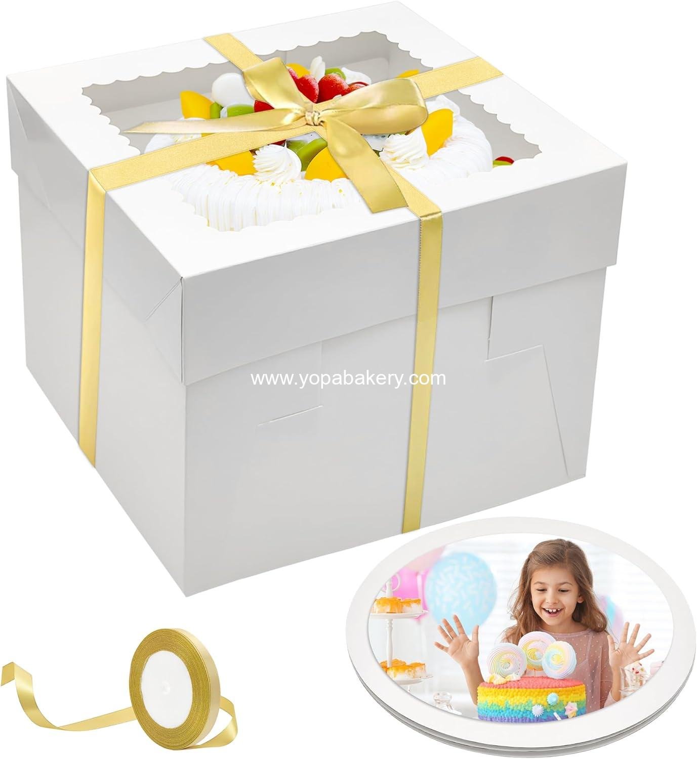 3 Pack Cake Boxes(10x10x8 Inches),White Bakery Boxes with Window,cardboard cake boxes,Cake Boards Decorating Supplies for Birthday,Mother's Day,Wedding,Party,Gift Giving,Cake Box 10 inch