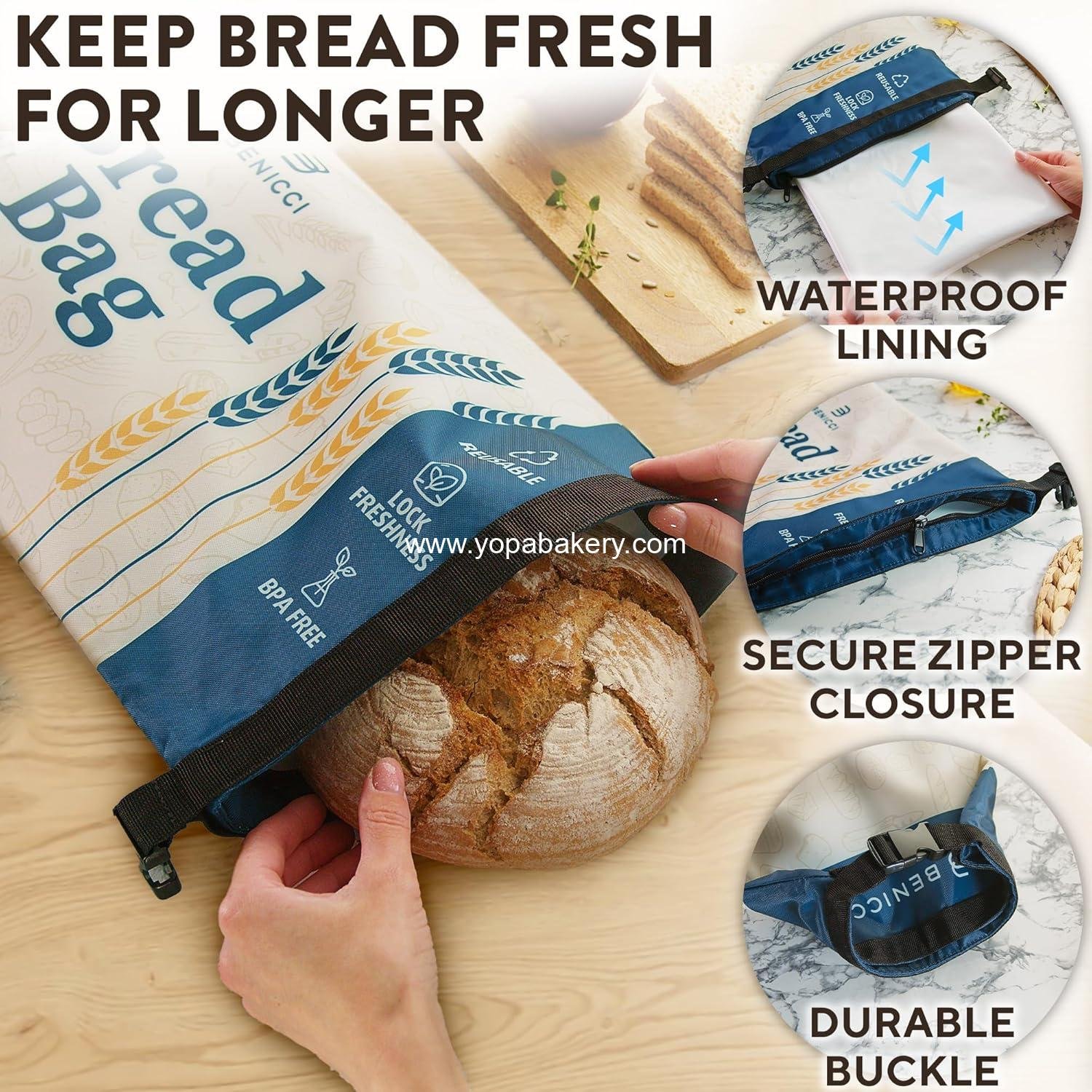 Wholesale Reusable Bread Bags - 2 Pack Extra Large Food-Grade Bags for Sourdough and Homemade Bread - Double-Lock for Longer Freshness - Freezer-Safe - Factory