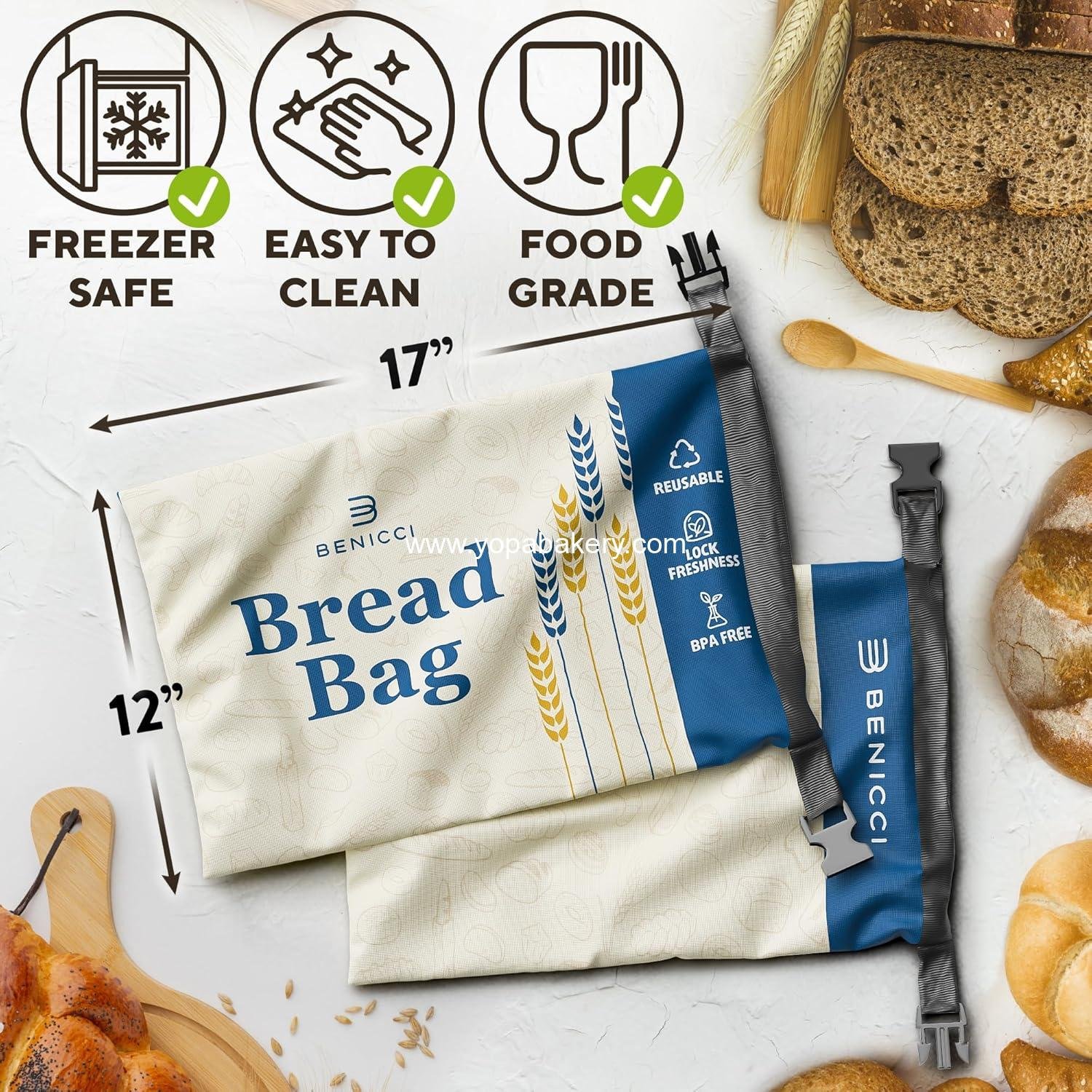 Wholesale Reusable Bread Bags - 2 Pack Extra Large Food-Grade Bags for Sourdough and Homemade Bread - Double-Lock for Longer Freshness - Freezer-Safe - Factory