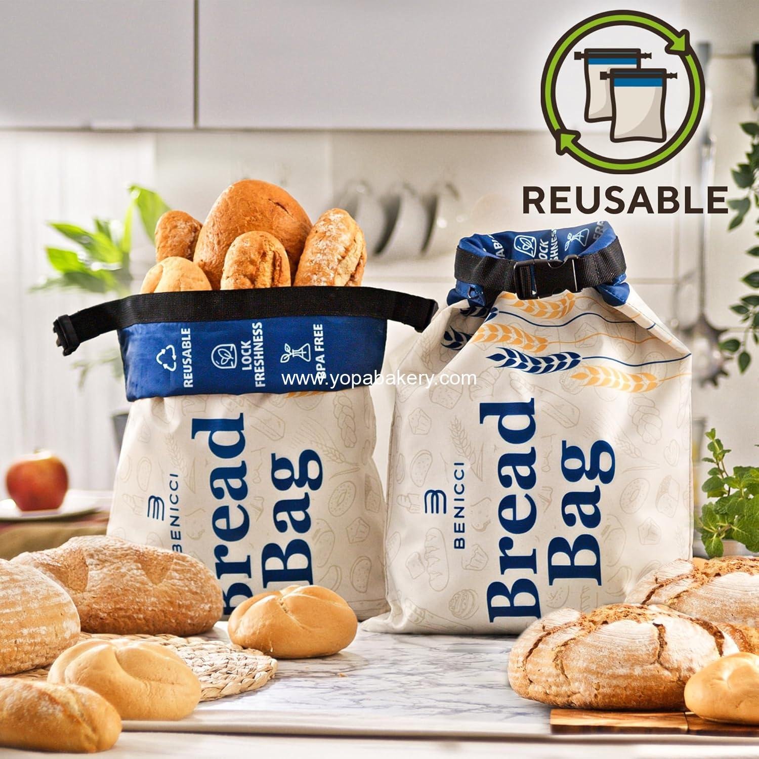 Wholesale Reusable Bread Bags - 2 Pack Extra Large Food-Grade Bags for Sourdough and Homemade Bread - Double-Lock for Longer Freshness - Freezer-Safe - Factory