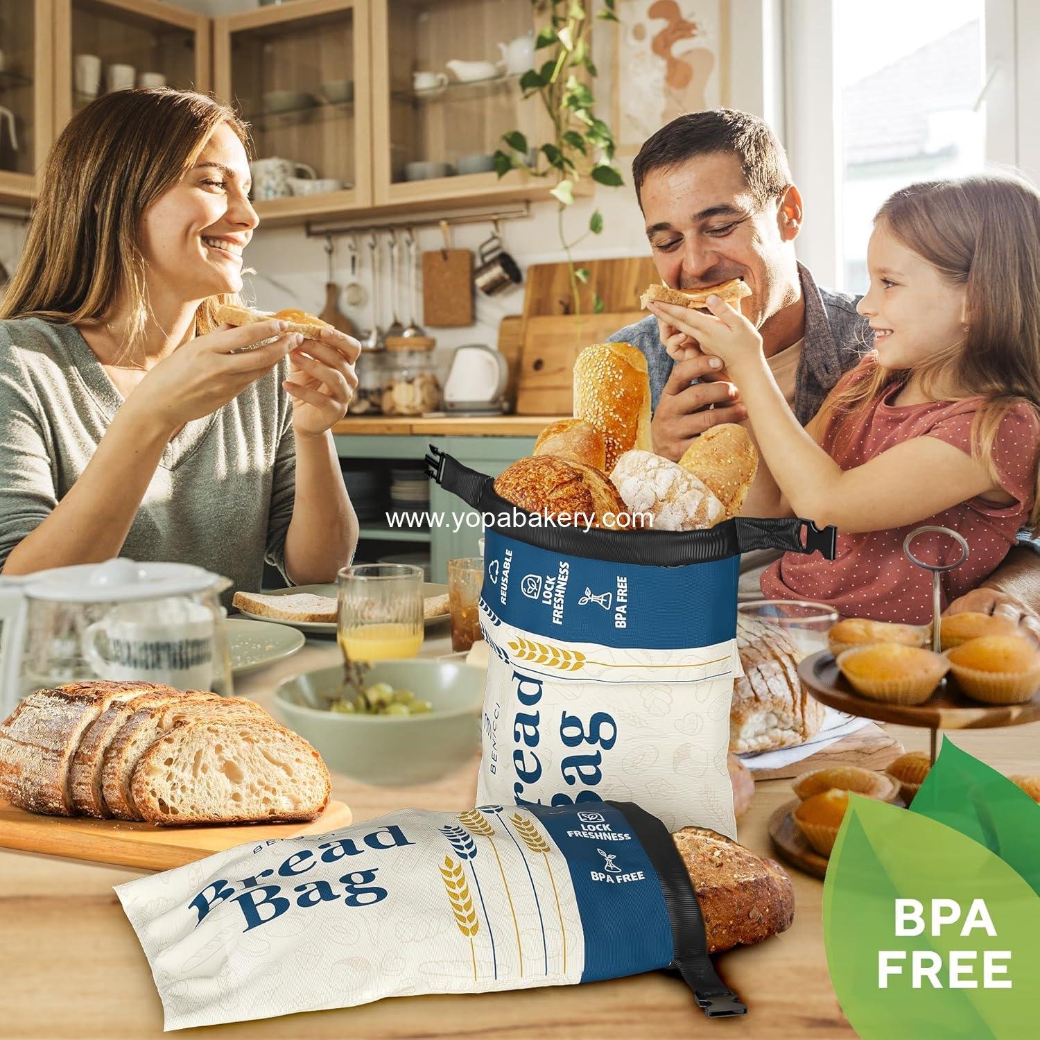 Wholesale Reusable Bread Bags - 2 Pack Extra Large Food-Grade Bags for Sourdough and Homemade Bread - Double-Lock for Longer Freshness - Freezer-Safe - Factory