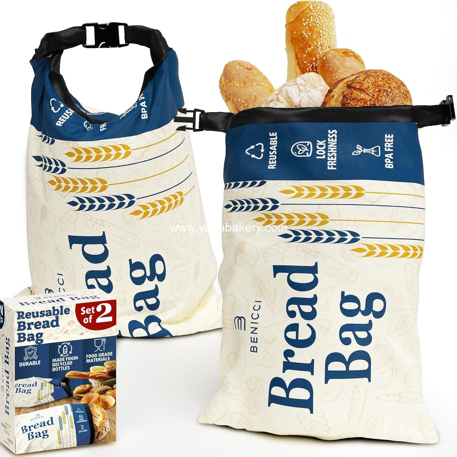 Wholesale Reusable Bread Bags - 2 Pack Extra Large Food-Grade Bags for Sourdough and Homemade Bread - Double-Lock for Longer Freshness - Freezer-Safe - Factory