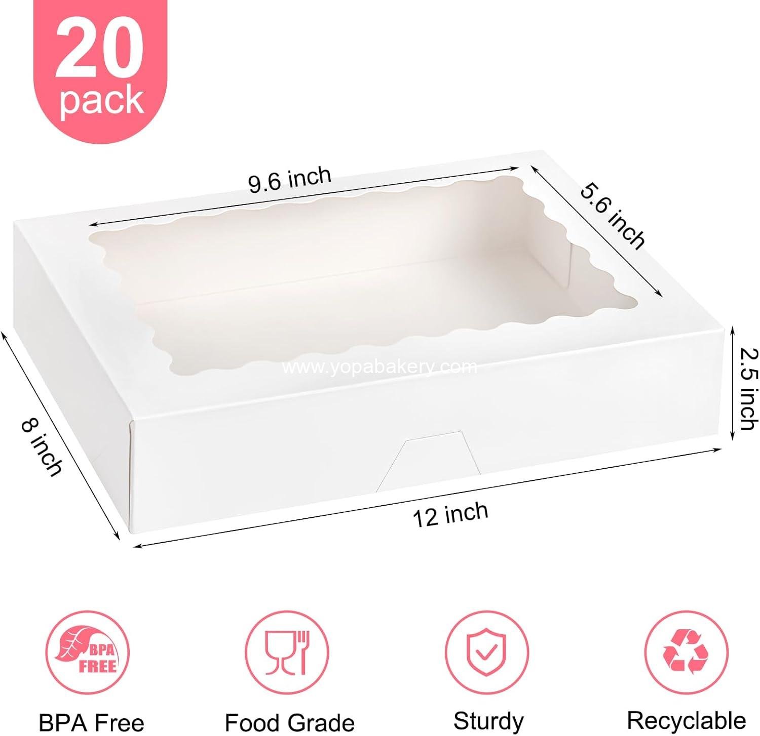 Wholesale 20 PCS Bakery Boxes with Window - 12 x 8 x 2.5 Inches Auto-Popup Treat Boxes for Chocolate Covered Strawberries, Cookies, Muffins, Donuts, Breakable Hearts - Factory Wholesale 20 PCS Bakery Boxes with Window - 12 x 8 x 2.5 Inches Auto-Popup Treat Boxes for Chocolate Covered Strawberries, Cookies, Muffins, Donuts, Breakable Hearts - Factory