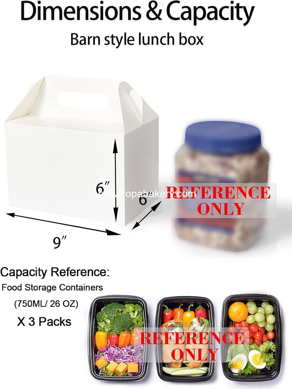 Wholesale Large 30 CT Welcome Gable Gift Boxes with Handles, 9x6x6 White Cardboard Party Favor Packaging for Food, Lunch, Cookies, Donuts, Baby Shower, Bridal Shower, Wedding Factory.