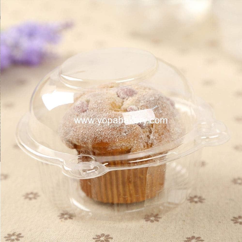 Wholesale Cupcake Holders, 50 PC Clear Plastic Individual Muffin Dome Containers, Disposable Cupcake Boxes, Bulk Packaging (White, 50 pcs) - Factory