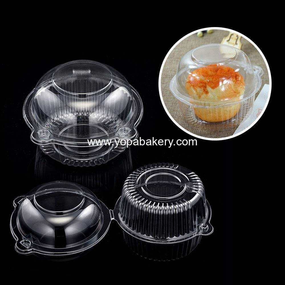 Wholesale Cupcake Holders, 50 PC Clear Plastic Individual Muffin Dome Containers, Disposable Cupcake Boxes, Bulk Packaging (White, 50 pcs) - Factory