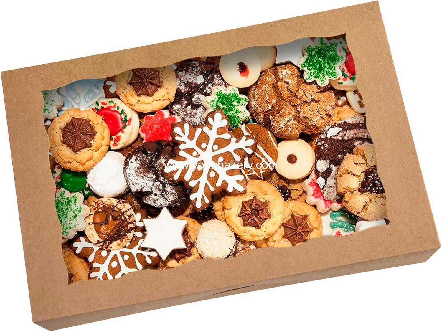 Wholesale Pastry Bakery Box 15-Pack 16x11x2.75 inch, Large Brown Donut, Muffin, and Cookie Boxes with PVC Window, Auto-Pop Up Nature Cardboard Take Out Container, Holds 12 Donuts, Factory