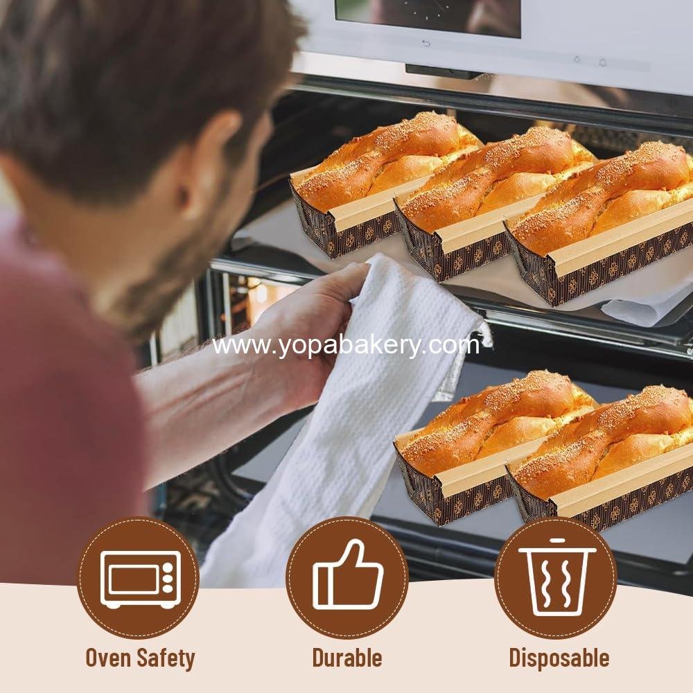 Wholesale 25 PCS 8 x 2.5 x 2 Inch Disposable Paper Loaf Pans for Baking, 1lb Rectangle Bread and Cake Pans with Clear Plastic Packaging Bags and Ties, Factory