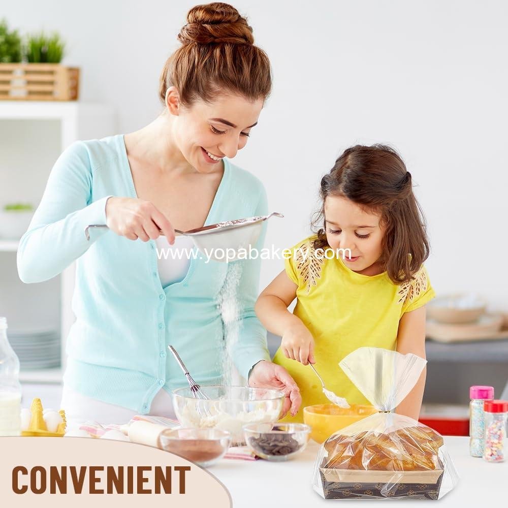 Wholesale 25 PCS 8 x 2.5 x 2 Inch Disposable Paper Loaf Pans for Baking, 1lb Rectangle Bread and Cake Pans with Clear Plastic Packaging Bags and Ties, Factory