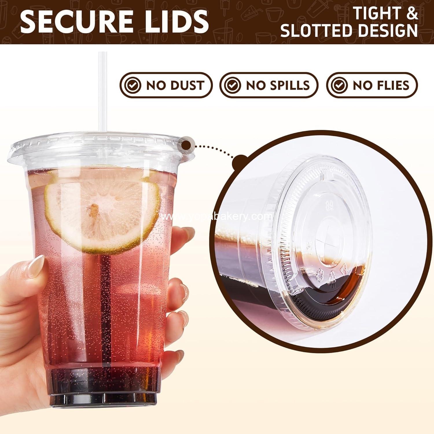 Wholesale 16 oz Disposable Iced Coffee Cups with Lids, Clear Plastic Cold Drink Cups, 100 Pack for Parties - Factory
