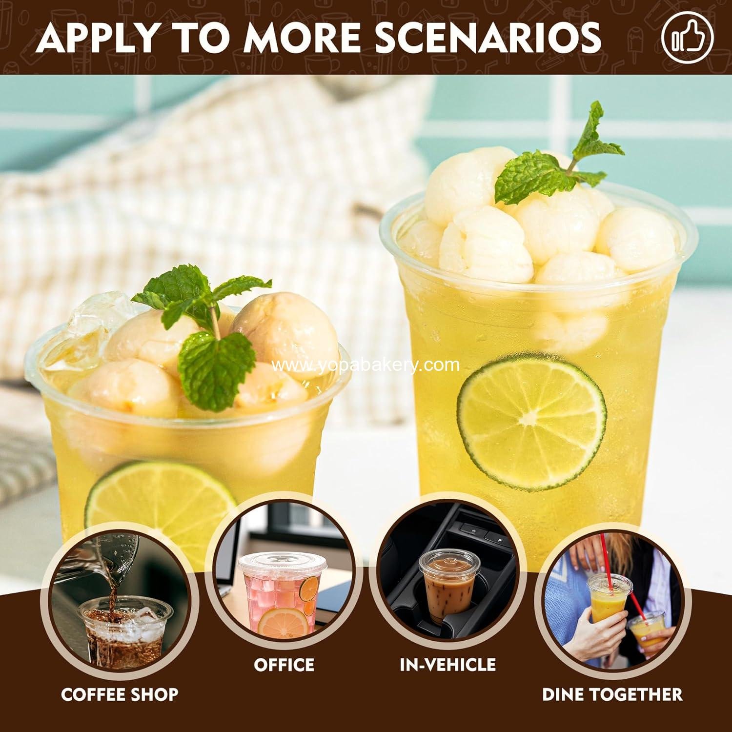 Wholesale 16 oz Disposable Iced Coffee Cups with Lids, Clear Plastic Cold Drink Cups, 100 Pack for Parties - Factory