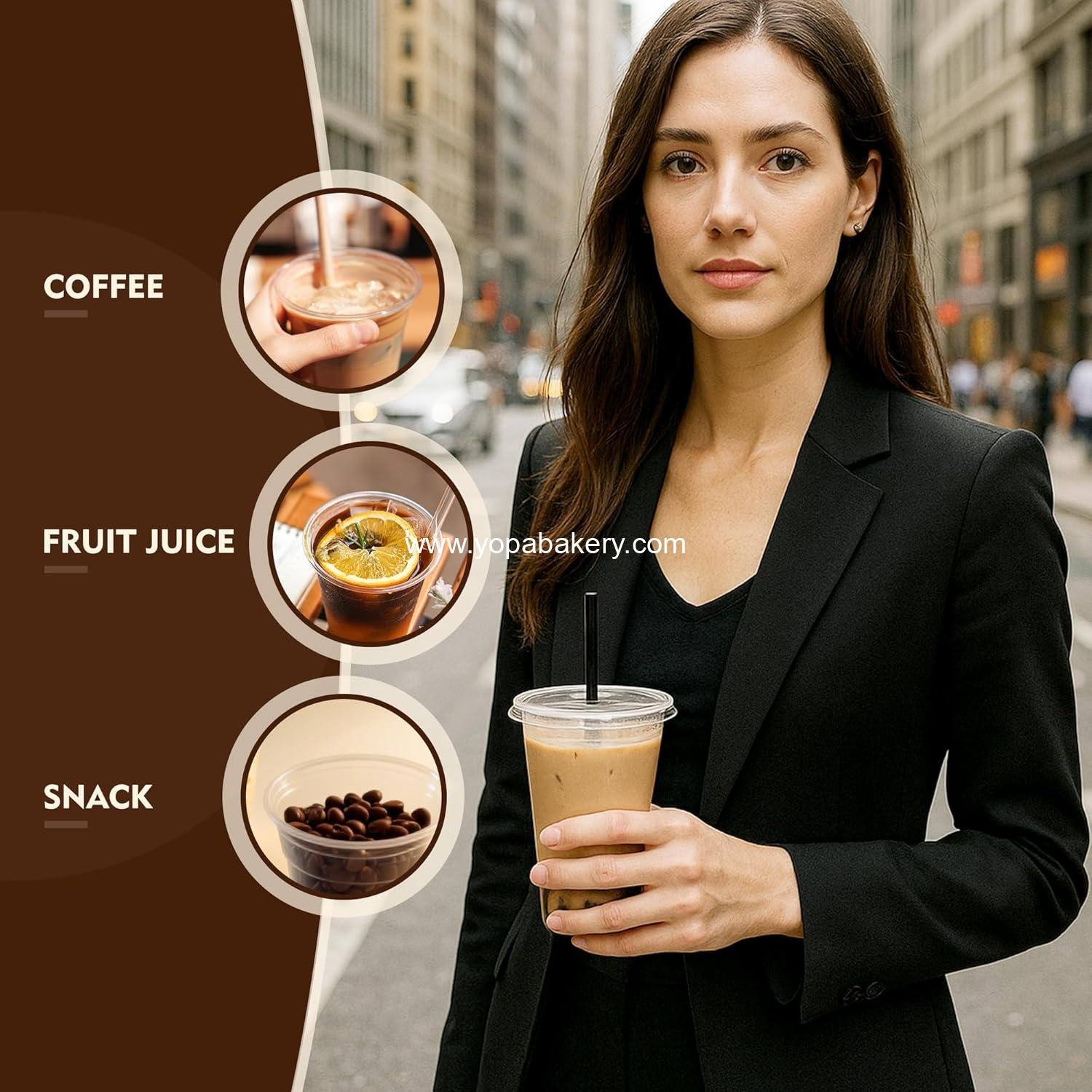 Wholesale 16 oz Disposable Iced Coffee Cups with Lids, Clear Plastic Cold Drink Cups, 100 Pack for Parties - Factory