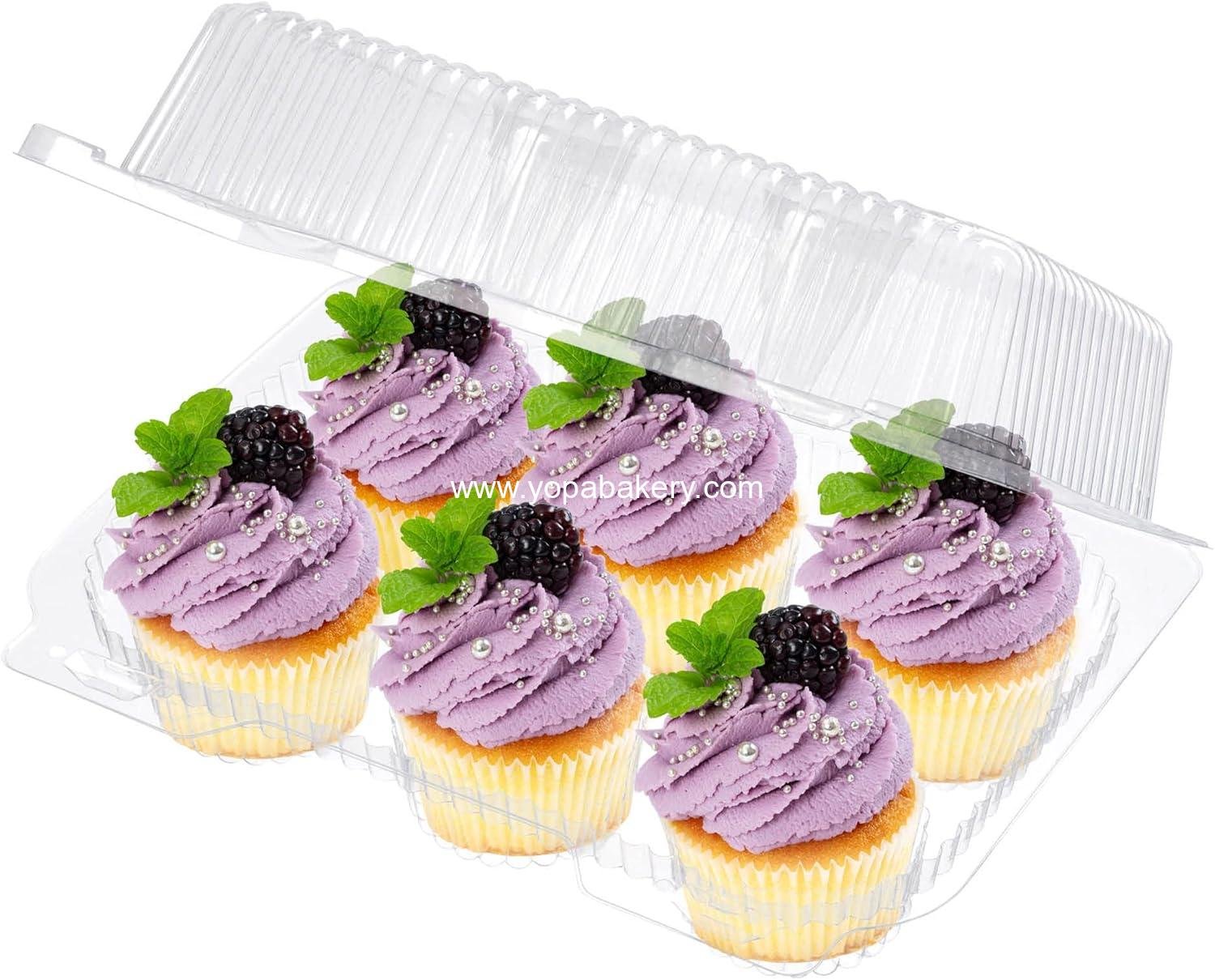 Wholesale Plastic Cupcake Containers 6 Compartment | 42 Pack Disposable High Dome Cupcake Holder with Lid | Extra Sturdy Stackable Muffin Boxes | Durable Transporter | Factory