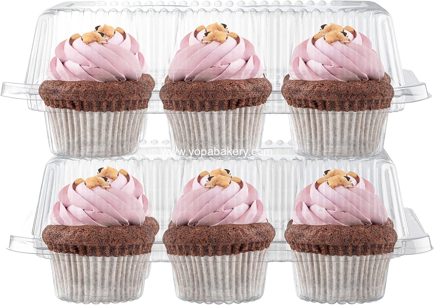 Wholesale Plastic Cupcake Containers 6 Compartment | 42 Pack Disposable High Dome Cupcake Holder with Lid | Extra Sturdy Stackable Muffin Boxes | Durable Transporter | Factory