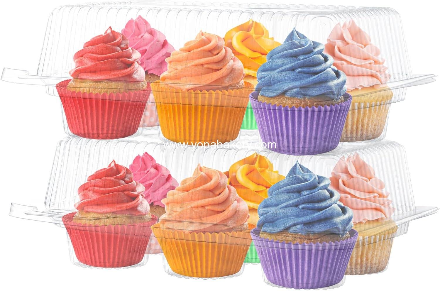 Wholesale Plastic Cupcake Containers 6 Compartment | 42 Pack Disposable High Dome Cupcake Holder with Lid | Extra Sturdy Stackable Muffin Boxes | Durable Transporter | Factory