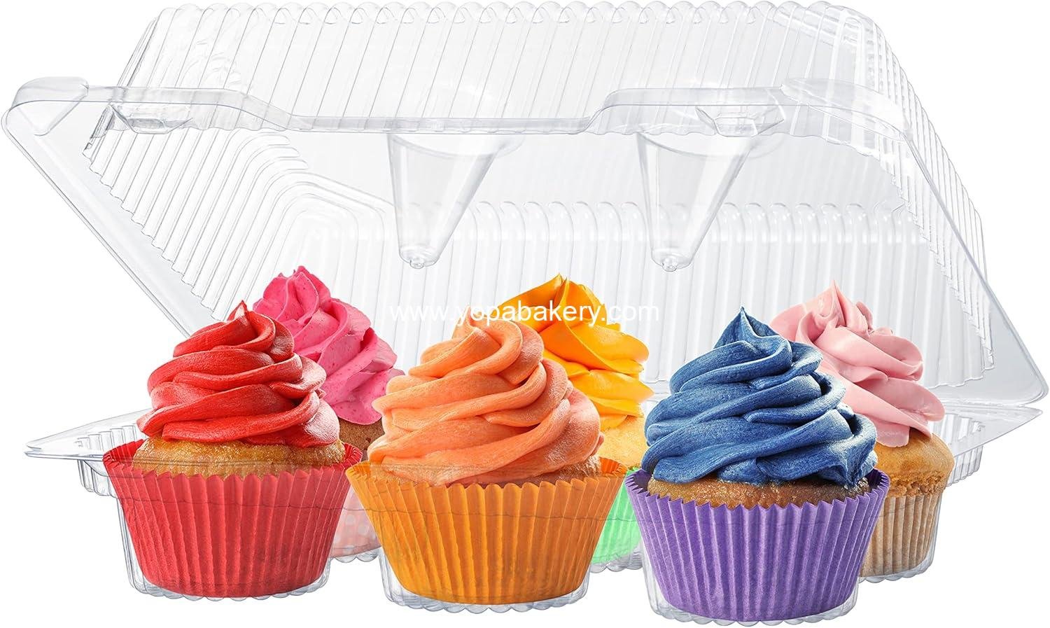 Wholesale Plastic Cupcake Containers 6 Compartment | 42 Pack Disposable High Dome Cupcake Holder with Lid | Extra Sturdy Stackable Muffin Boxes | Durable Transporter | Factory