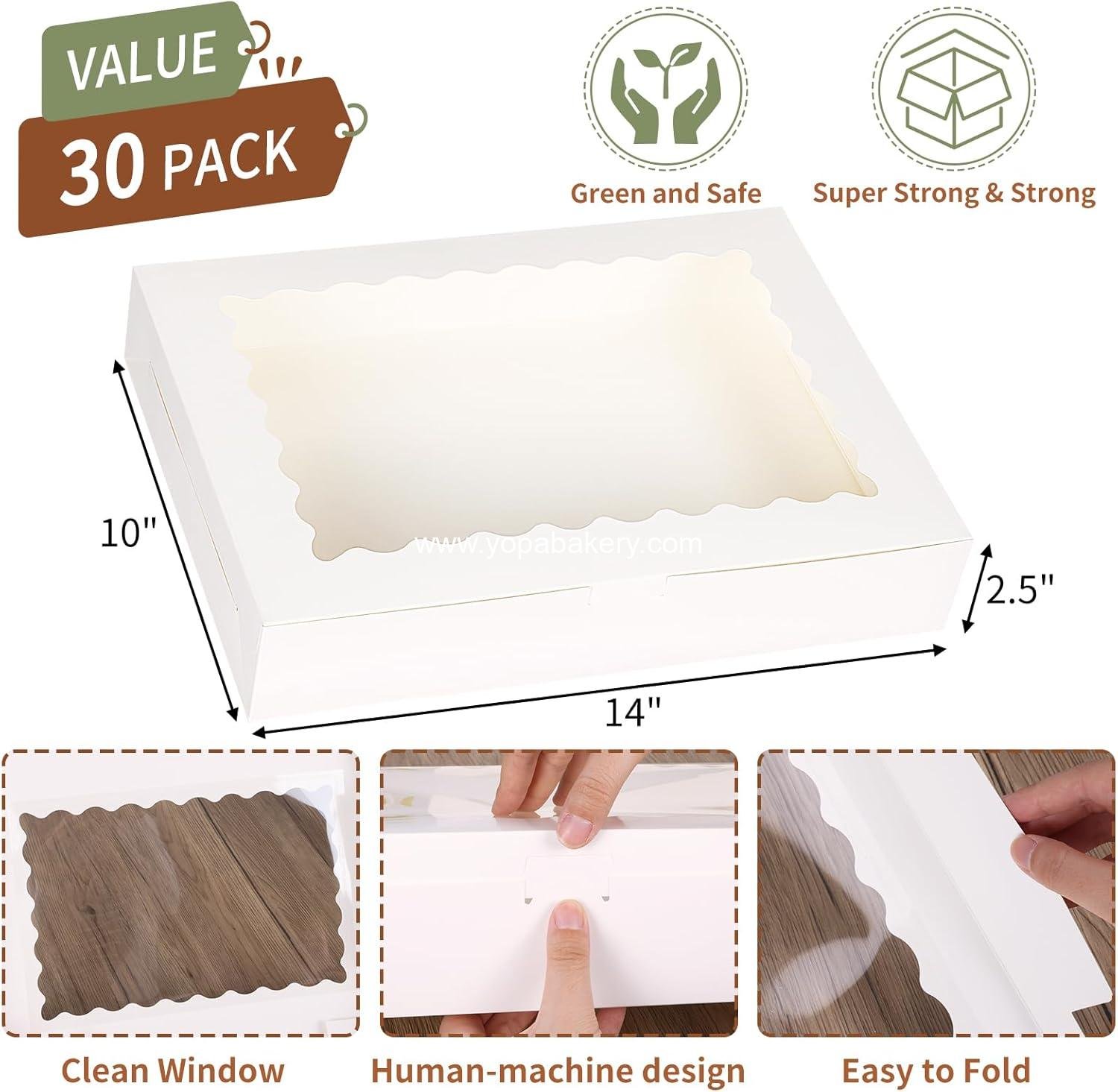 Wholesale 30pcs Large Cookie Boxes with Window, 14x10x2.5 Inch Bakery Boxes for Treats, Pies, Chocolate Strawberries, Muffins, Donuts, Desserts Factory