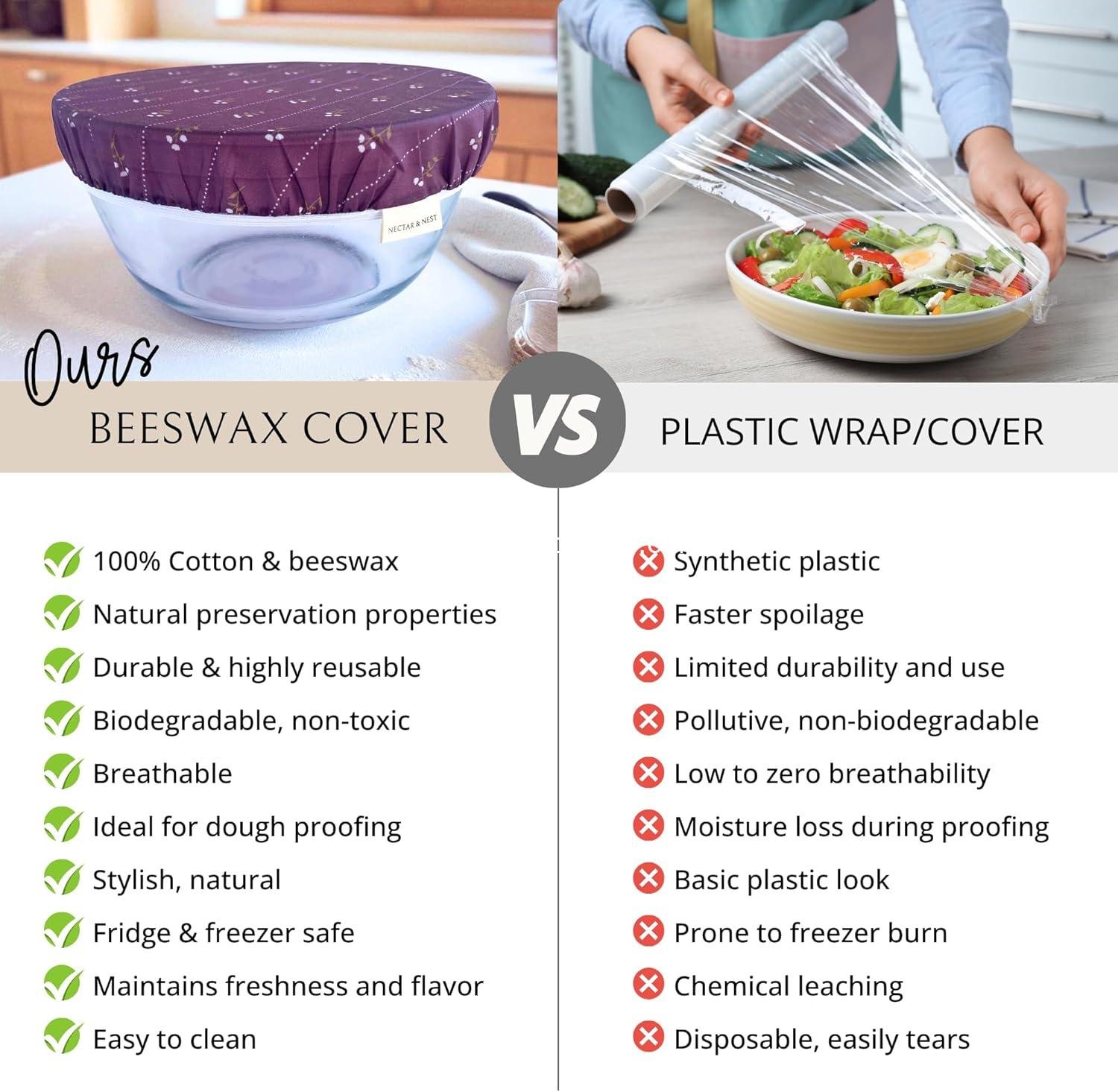 OEM Reusable Beeswax Bread Baker Set, Organic Cotton Sourdough Bag and Bowl Cover, Limited-Edition December Blooms Art by Mackenzie Nelson, Wholesale Factory