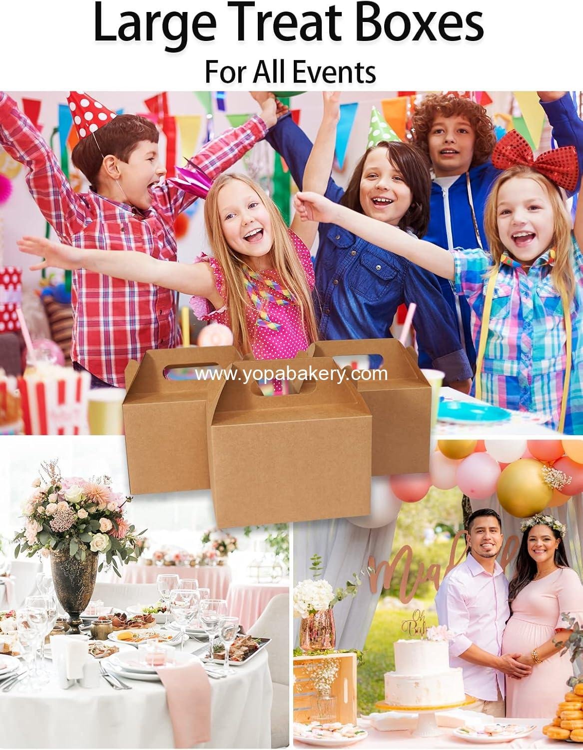 Wholesale 30 CT 9x6x6 Large Kraft Brown Gable Gift Boxes with Handles, Recyclable Party Favor and Carry Out Boxes for Food, Cookies, Baby - Factory Wholesale 30 CT 9x6x6 Large Kraft Brown Gable Gift Boxes with Handles, Recyclable Party Favor and Carry Out Boxes for Food, Cookies, Baby - Factory