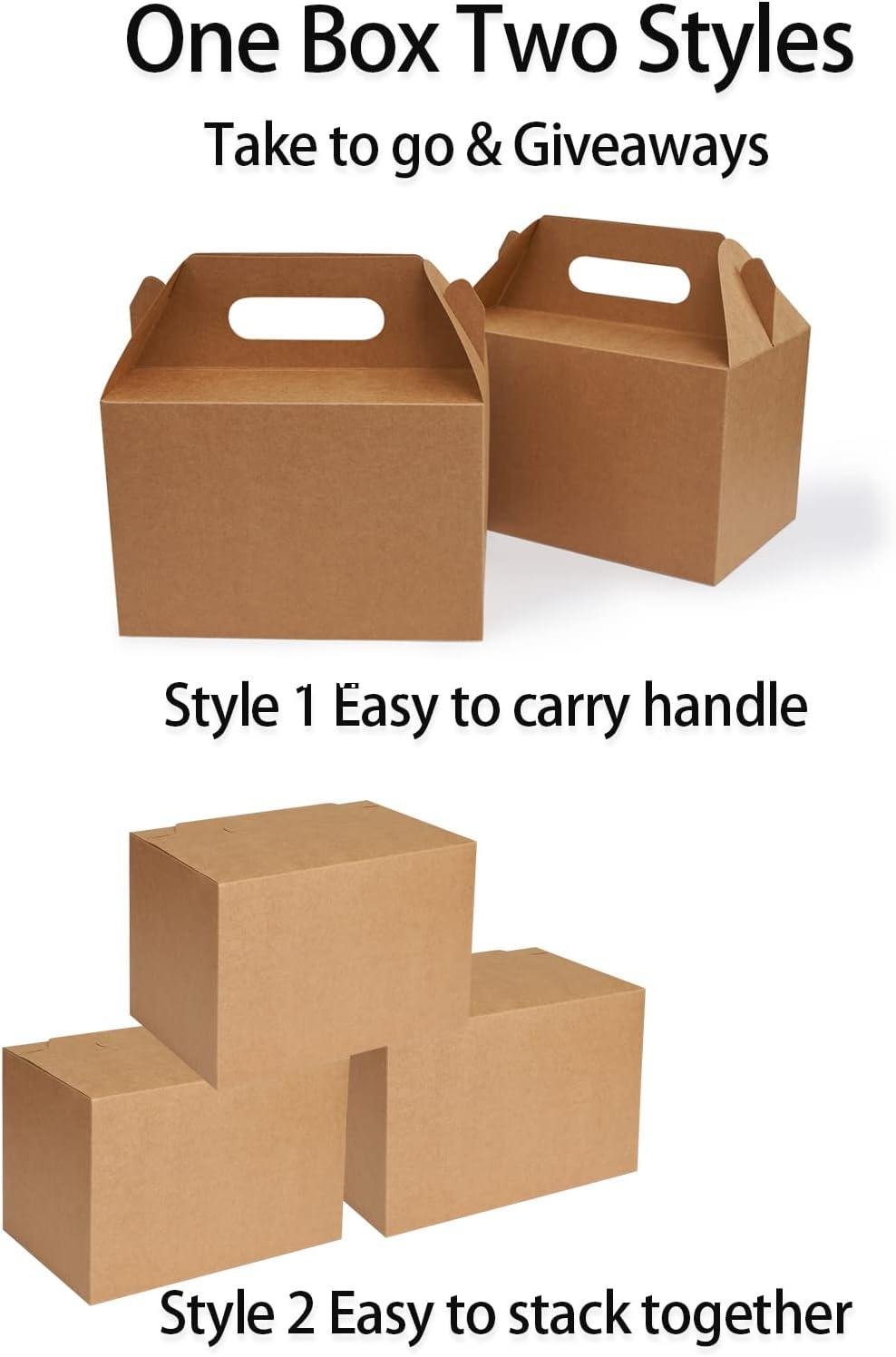 Wholesale 30 CT 9x6x6 Large Kraft Brown Gable Gift Boxes with Handles, Recyclable Party Favor and Carry Out Boxes for Food, Cookies, Baby - Factory Wholesale 30 CT 9x6x6 Large Kraft Brown Gable Gift Boxes with Handles, Recyclable Party Favor and Carry Out Boxes for Food, Cookies, Baby - Factory