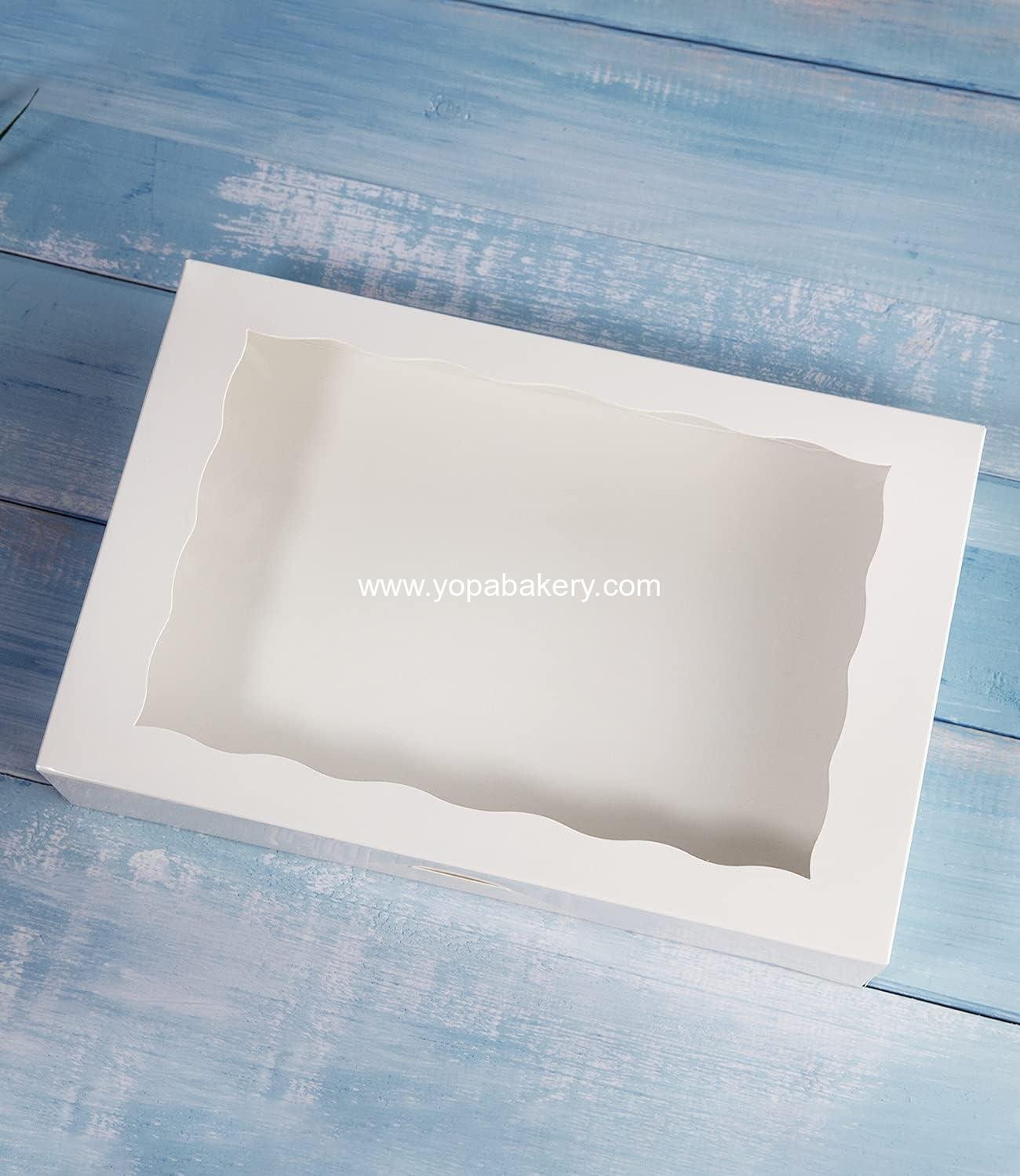 Wholesale 15-Pack White Bakery Boxes 12x8x2.5 Inch, Large Pastry and Cookie Boxes with Window Lid for Donuts and Muffins - Auto-Pop Up Paper Treat Boxes for Chocolates and Strawberries, Pack of 15 Manufacturer