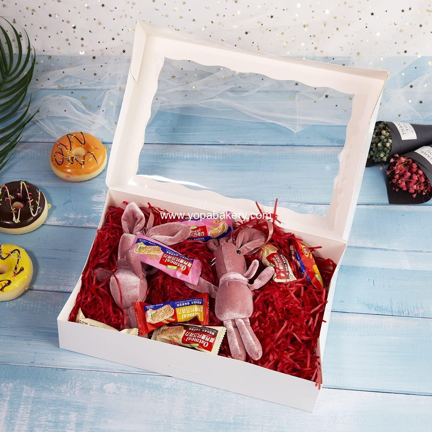 Wholesale 15-Pack White Bakery Boxes 12x8x2.5 Inch, Large Pastry and Cookie Boxes with Window Lid for Donuts and Muffins - Auto-Pop Up Paper Treat Boxes for Chocolates and Strawberries, Pack of 15 Manufacturer