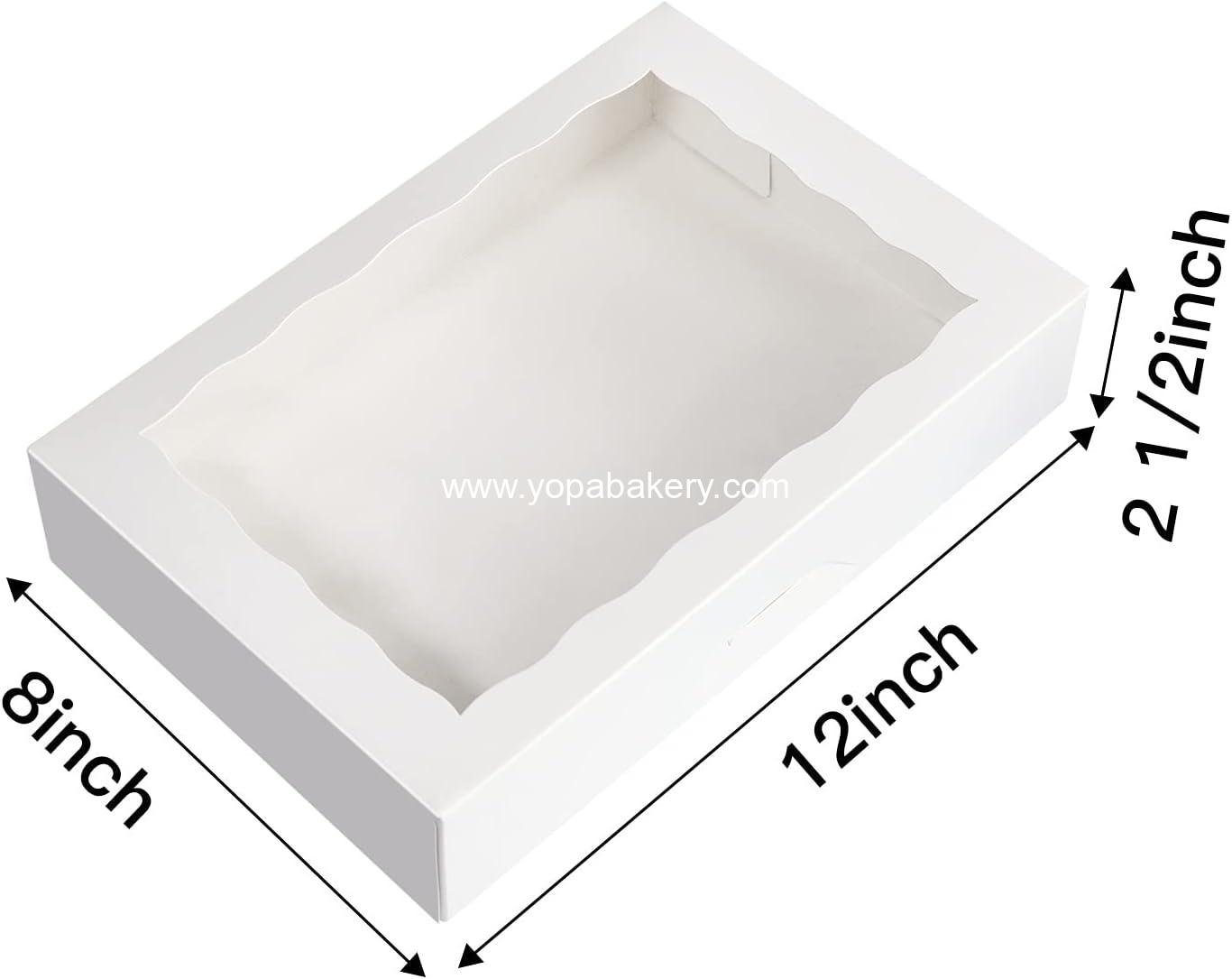 Wholesale 15-Pack White Bakery Boxes 12x8x2.5 Inch, Large Pastry and Cookie Boxes with Window Lid for Donuts and Muffins - Auto-Pop Up Paper Treat Boxes for Chocolates and Strawberries, Pack of 15 Manufacturer