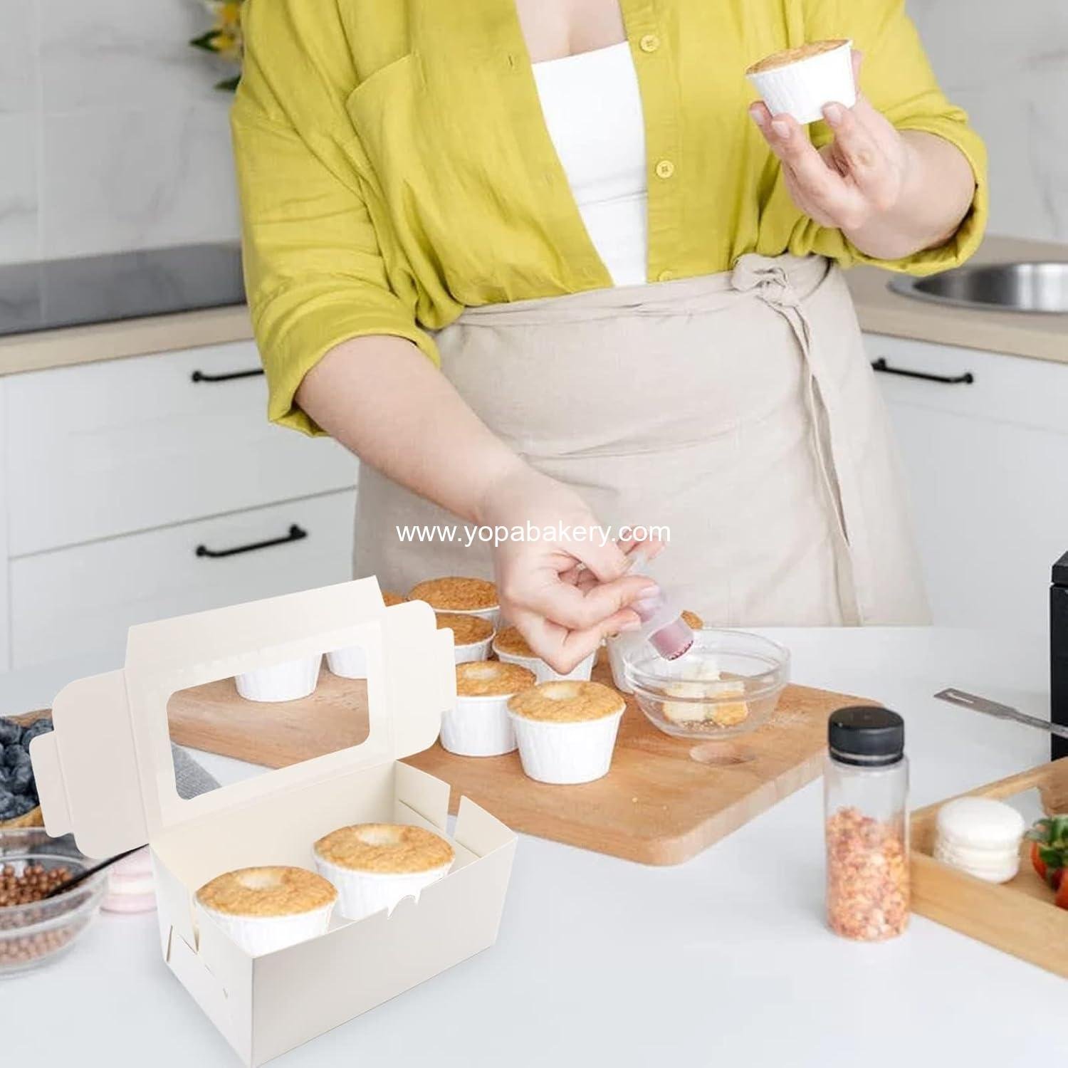 Wholesale 30 Pack White Paper Cupcake Boxes with 2 Cavity Cookie Gift Boxes and Clear Window Treat Holders for Bakery, Birthday Party, and Holiday Supplies - Factory