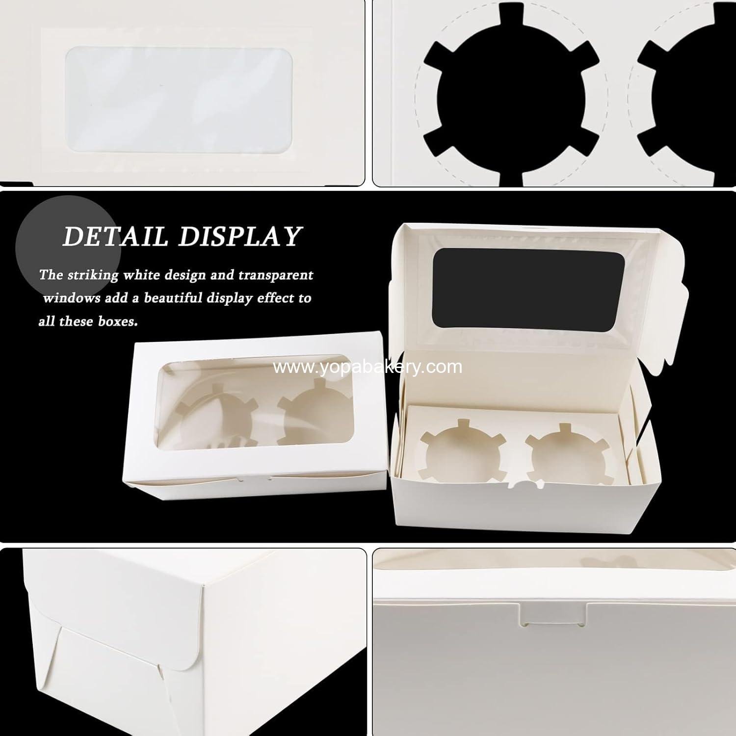 Wholesale 30 Pack White Paper Cupcake Boxes with 2 Cavity Cookie Gift Boxes and Clear Window Treat Holders for Bakery, Birthday Party, and Holiday Supplies - Factory