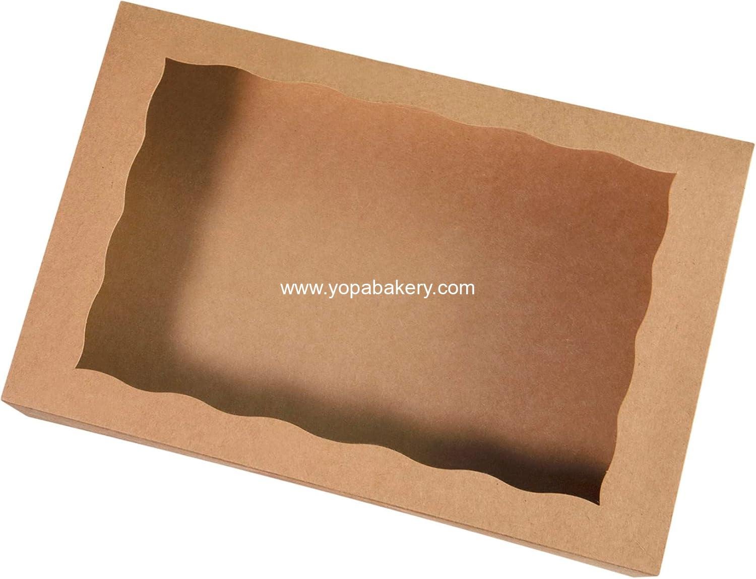 Wholesale Brown Pastry Bakery Box 14x10x3 inch - Large Donut, Muffin, Cookie Boxes with PVC Window - Auto-Pop Up Paper Container, Pack of 8 Factory Wholesale Brown Pastry Bakery Box 14x10x3 inch - Large Donut, Muffin, Cookie Boxes with PVC Window - Auto-Pop Up Paper Container, Pack of 8 Factory