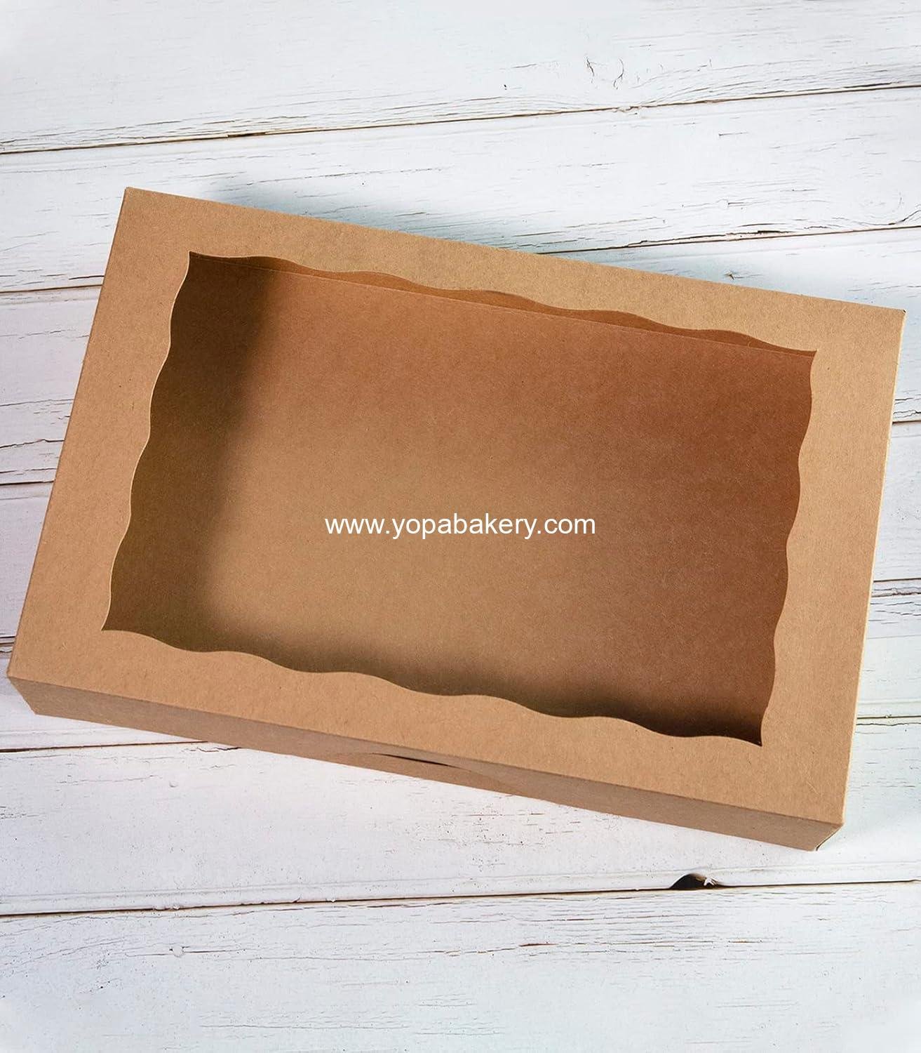 Wholesale Brown Pastry Bakery Box 14x10x3 inch - Large Donut, Muffin, Cookie Boxes with PVC Window - Auto-Pop Up Paper Container, Pack of 8 Factory Wholesale Brown Pastry Bakery Box 14x10x3 inch - Large Donut, Muffin, Cookie Boxes with PVC Window - Auto-Pop Up Paper Container, Pack of 8 Factory