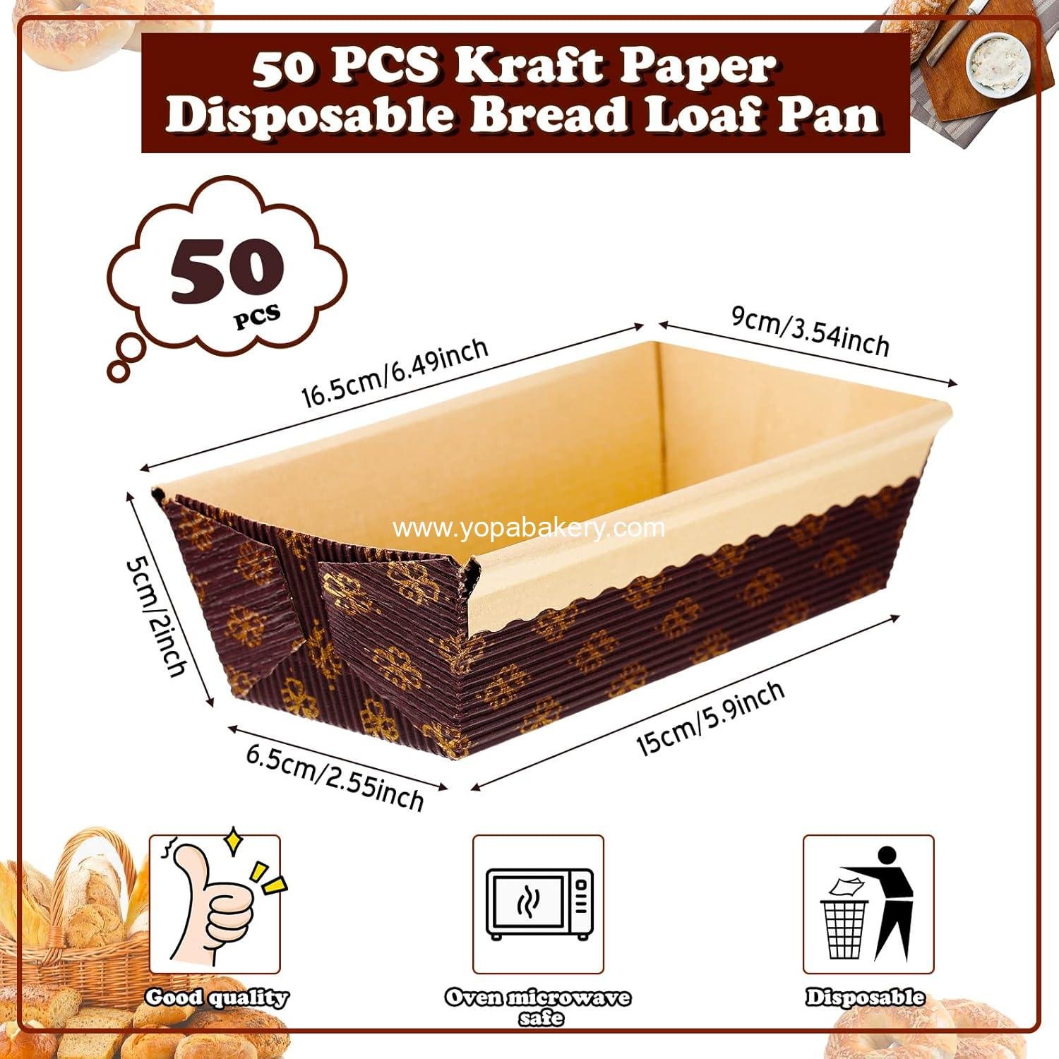 Wholesale 50 Pcs Mini Kraft Paper Loaf Pans - Disposable Baking Molds for Cake and Bread | Microwave, Oven, and Freezer Safe | Perfect for Homemade Gifts | 6 x 2.6 x 2 Inch | Factory