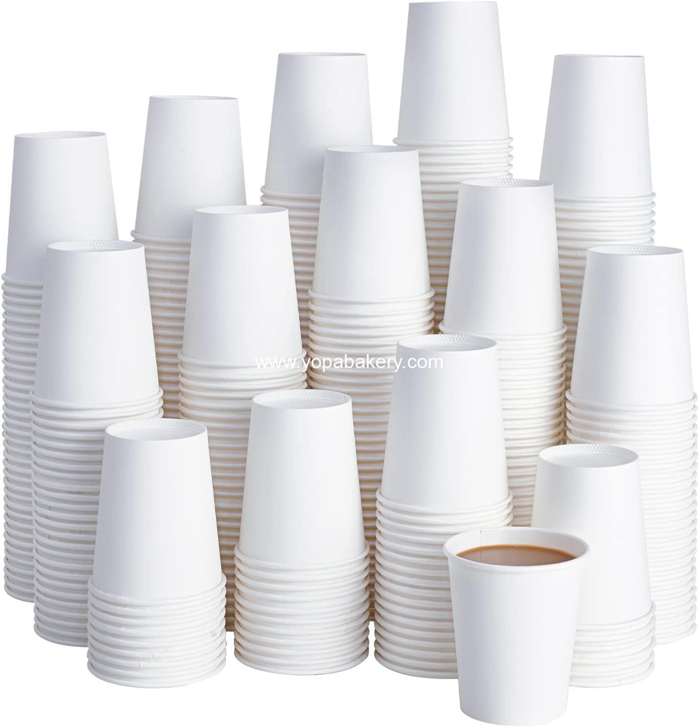 LITOPAK 400 Pack 8 oz Disposable Paper Coffee Cups, White Paper Hot Coffee Cups for Party, Picnic, Travel, and Events