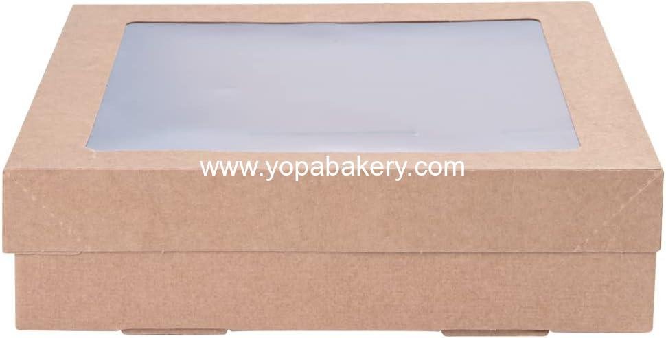 Wholesale 9x9x2.4 Inch Catering Boxes with Window Lids - Easy Assembly Kraft Paper Pastry Boxes for Baked Goods, Charcuterie, or Cupcakes - Factory