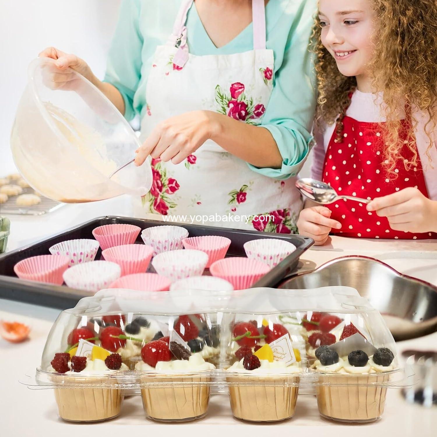 Wholesale 12 Count x 12 Sets Plastic Cupcake Containers, Durable BPA-Free Holders with Lids for Easy Transport and Storage, Stackable Clear Carriers, Reusable Dessert Boxes - Factory