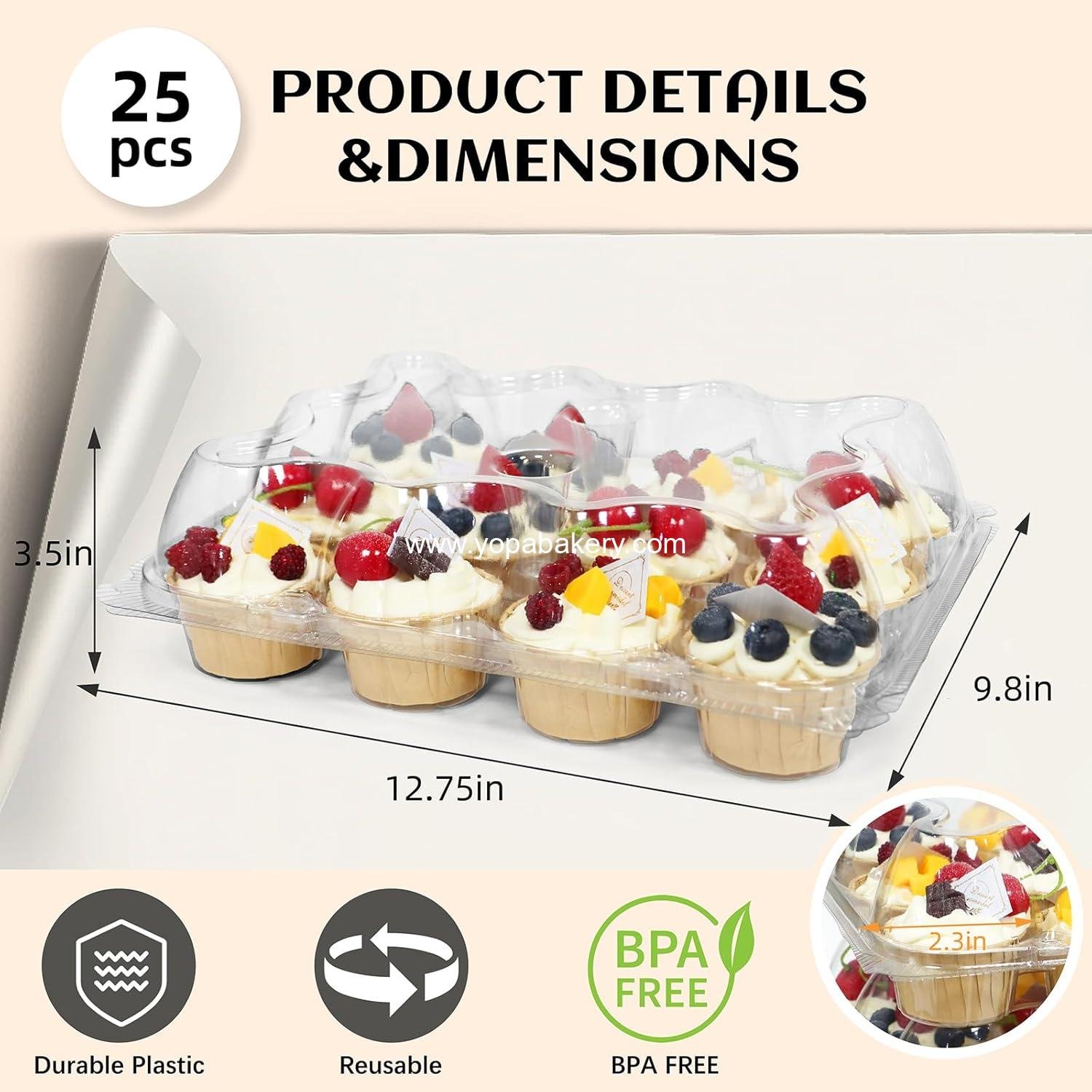 Wholesale 12 Count x 12 Sets Plastic Cupcake Containers, Durable BPA-Free Holders with Lids for Easy Transport and Storage, Stackable Clear Carriers, Reusable Dessert Boxes - Factory