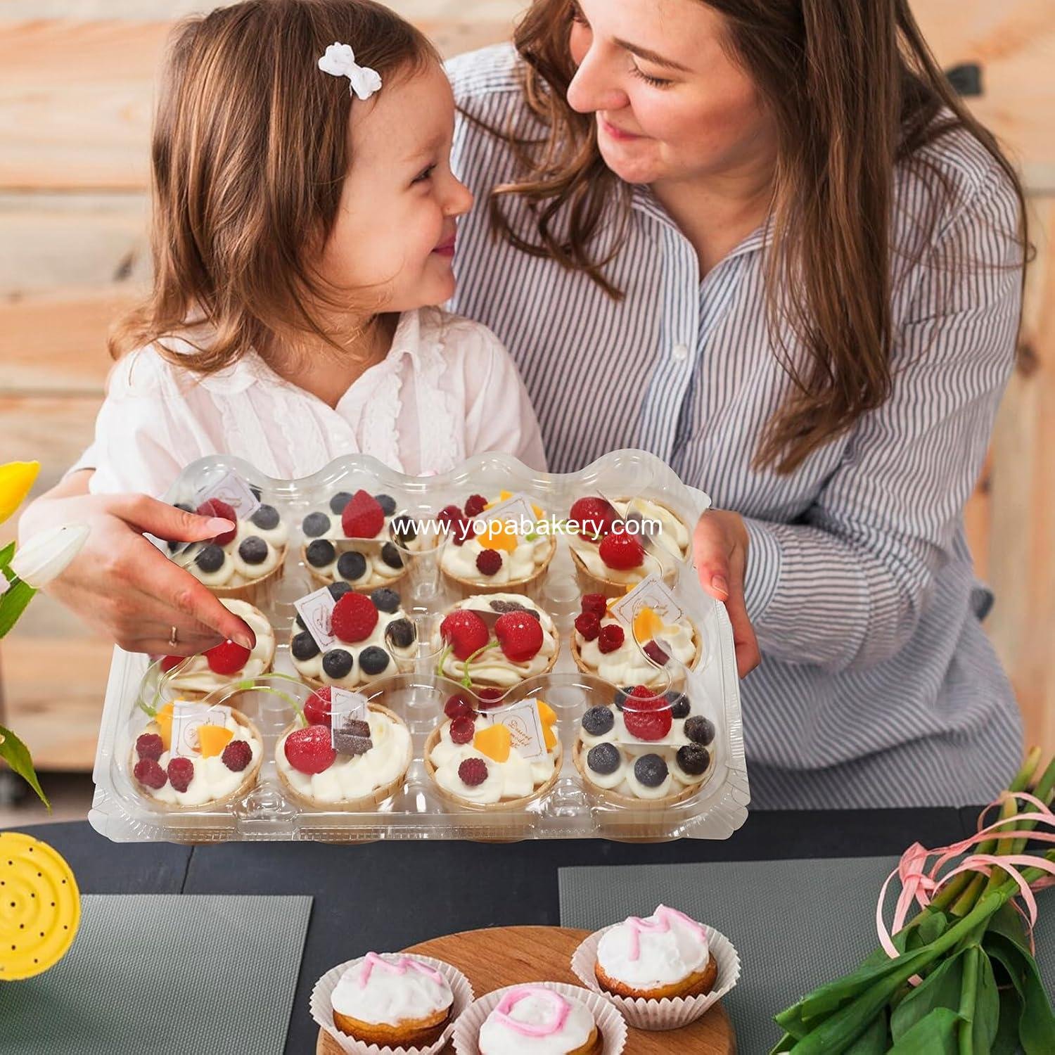 Wholesale 12 Count x 12 Sets Plastic Cupcake Containers, Durable BPA-Free Holders with Lids for Easy Transport and Storage, Stackable Clear Carriers, Reusable Dessert Boxes - Factory