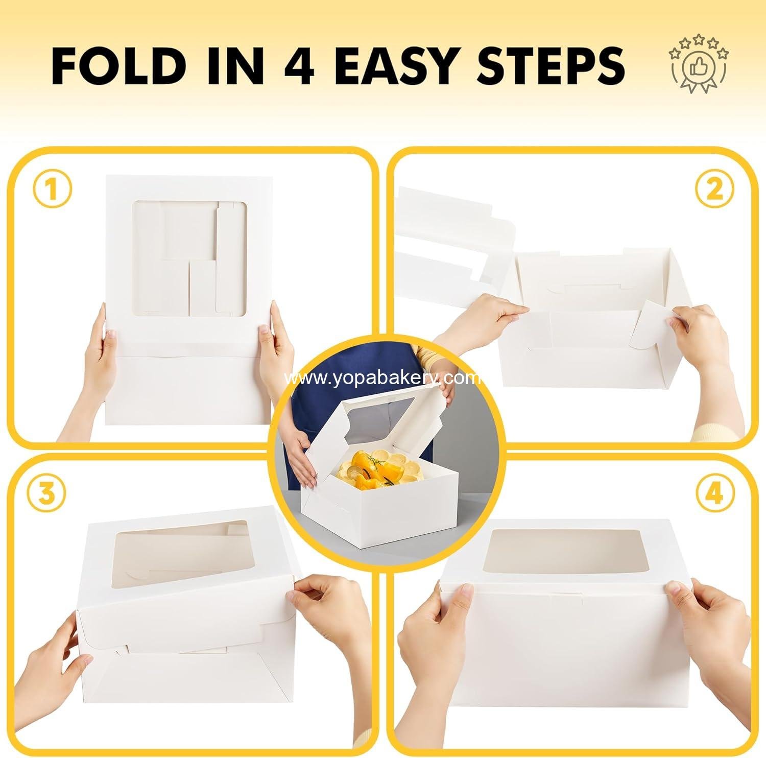 Wholesale 24pcs Cake Boxes with Window, 10x10x5 Inches White Bakery Boxes, Cookie Dessert and Pastry Boxes, Square Cardboard Cake Box for Birthday Party, Donuts, Wedding - Factory